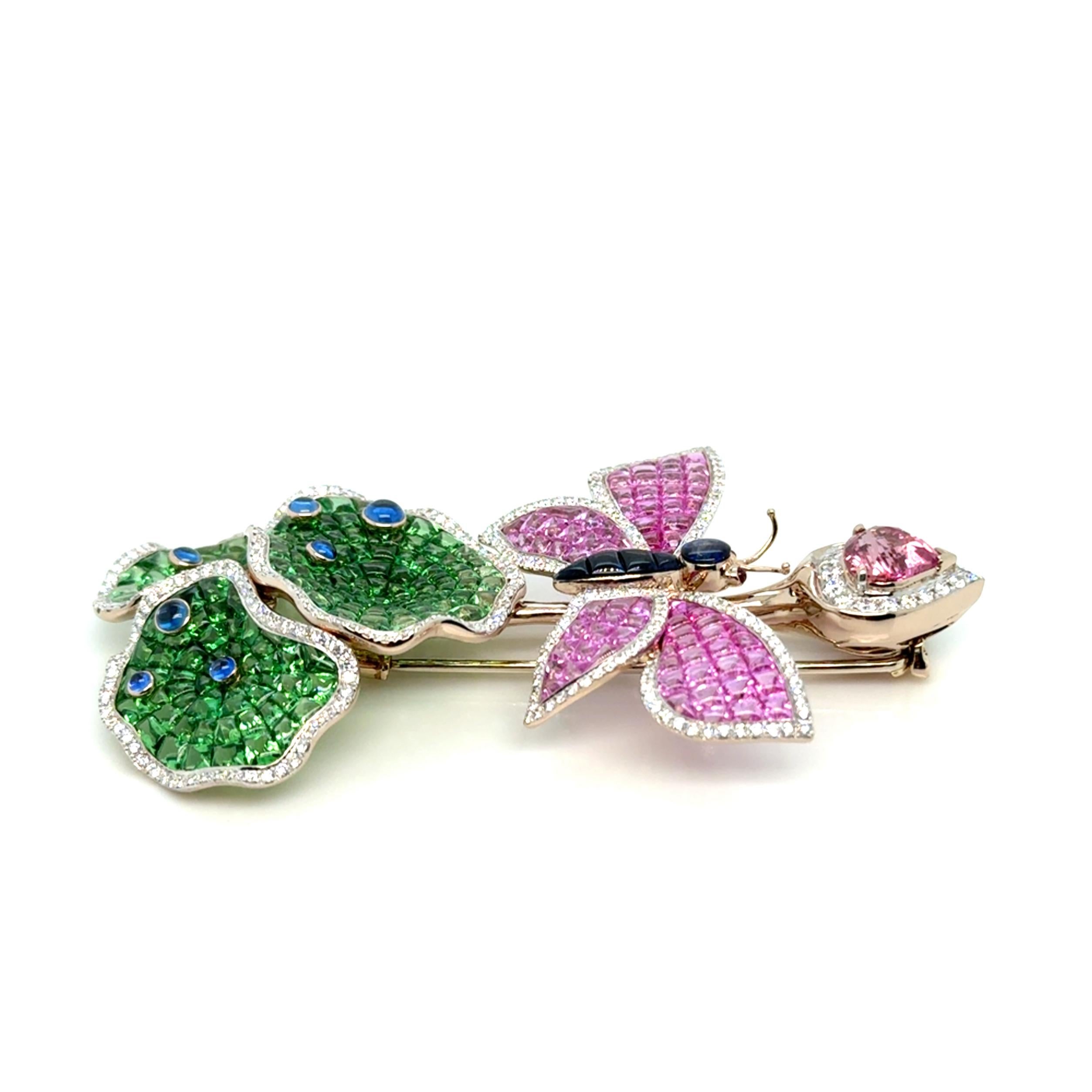 Women's or Men's WIN, Padparadscha Butterfly Brooch For Sale