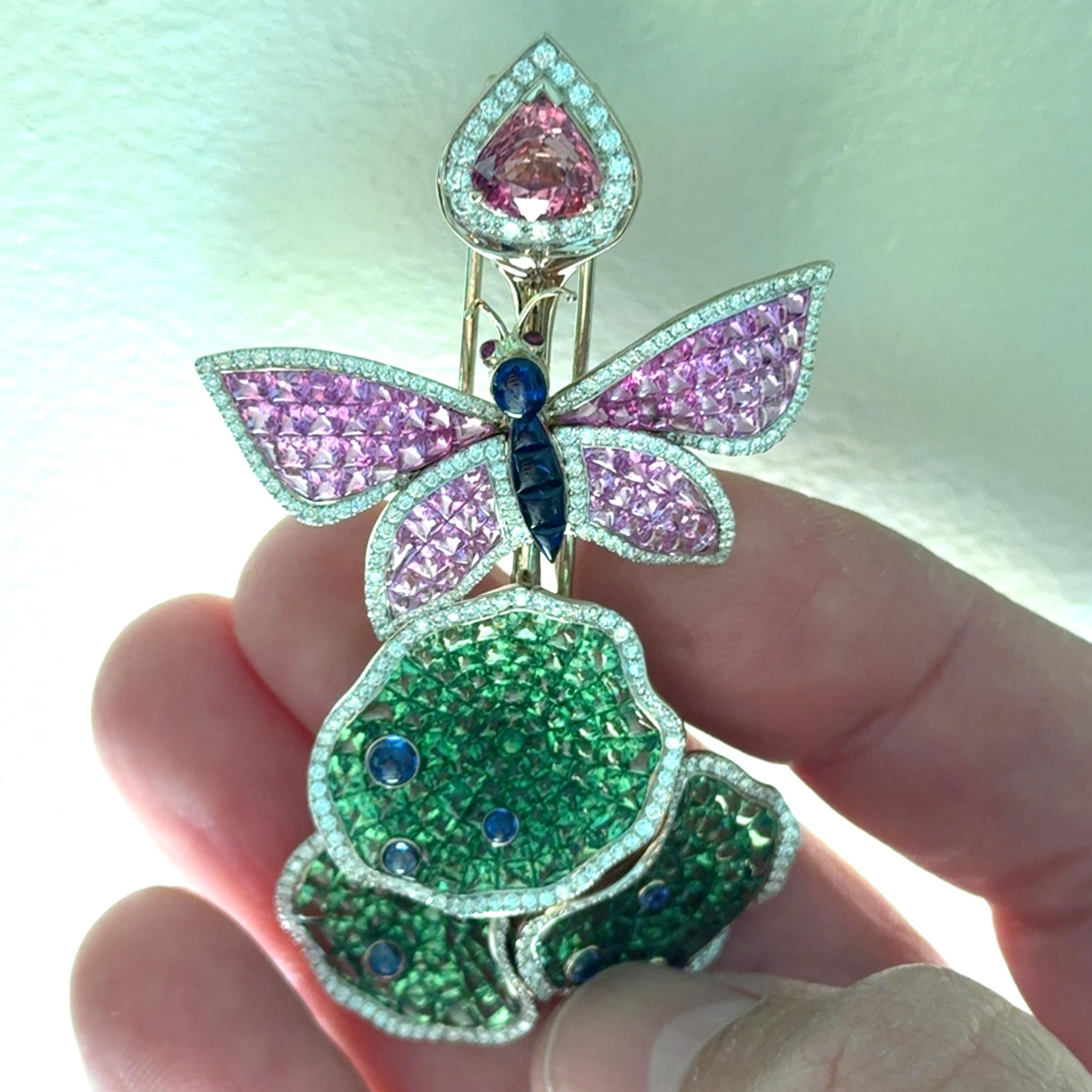WIN, Padparadscha Butterfly Brooch For Sale 1