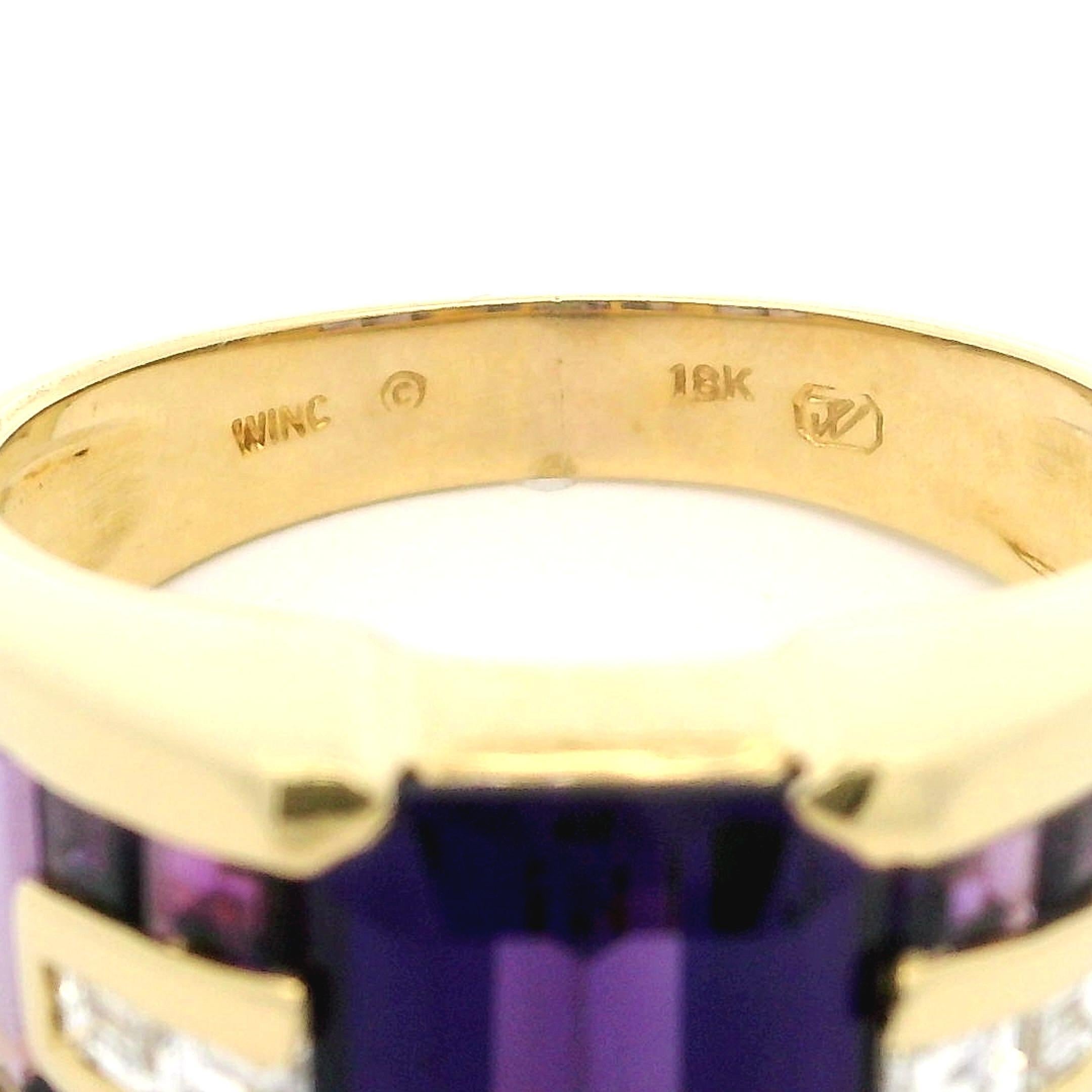 Winc By Robert Wander Anillo de Oro de 18k Personalizado con Amatista y Diamantes en Excelente estado para la venta en Montclair, NJ