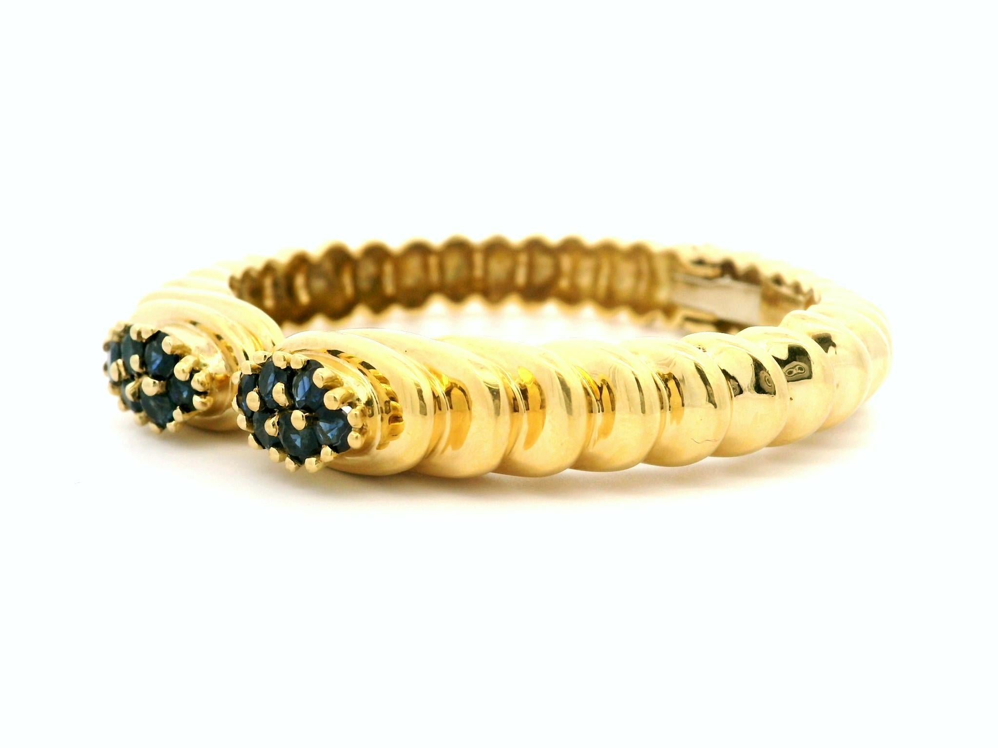 Winc Robert Wander 18k Yellow Gold Sapphire Pyramid Hinged Cuff Bracelet 1