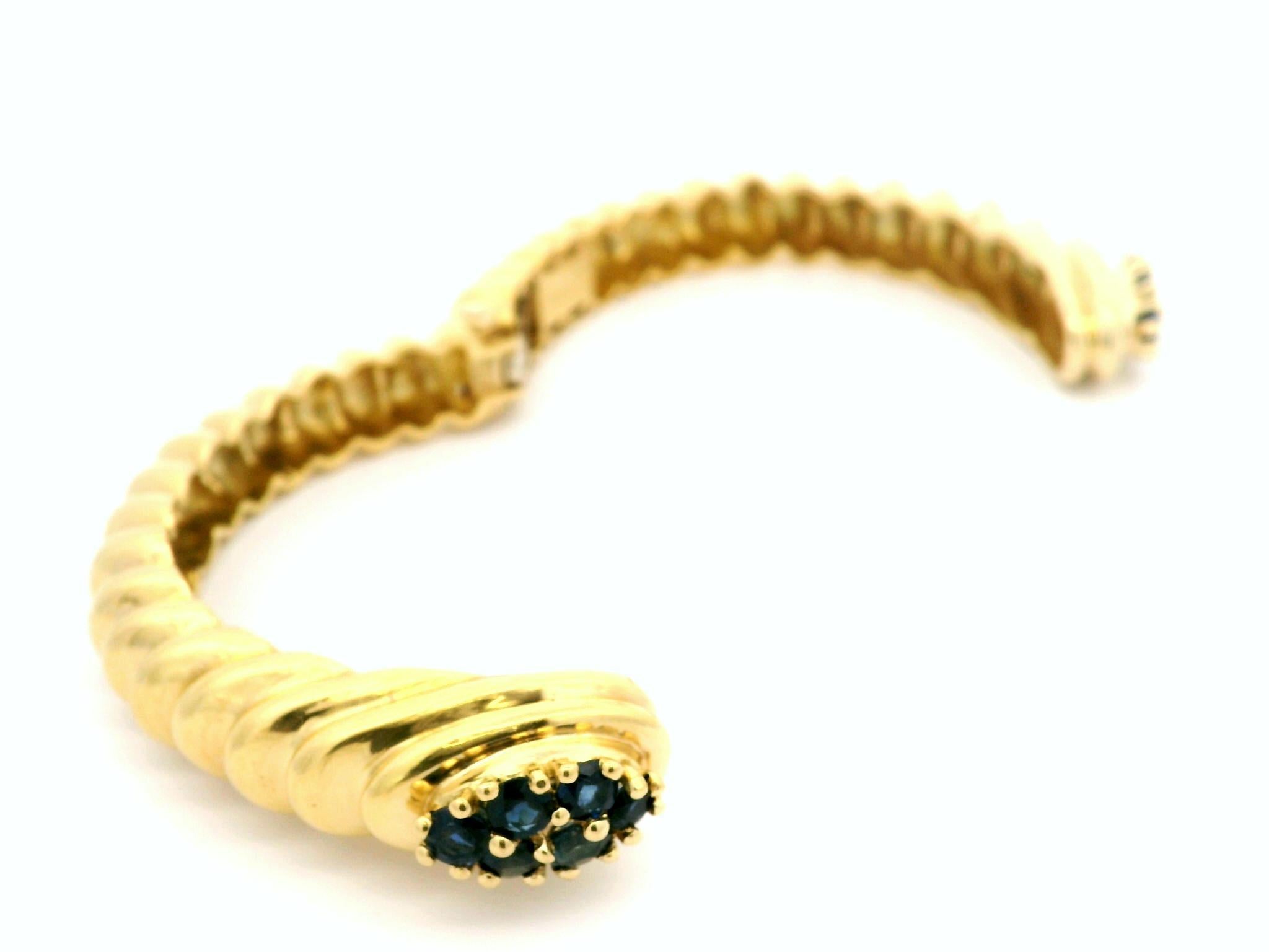 Winc Robert Wander 18k Yellow Gold Sapphire Pyramid Hinged Cuff Bracelet 2