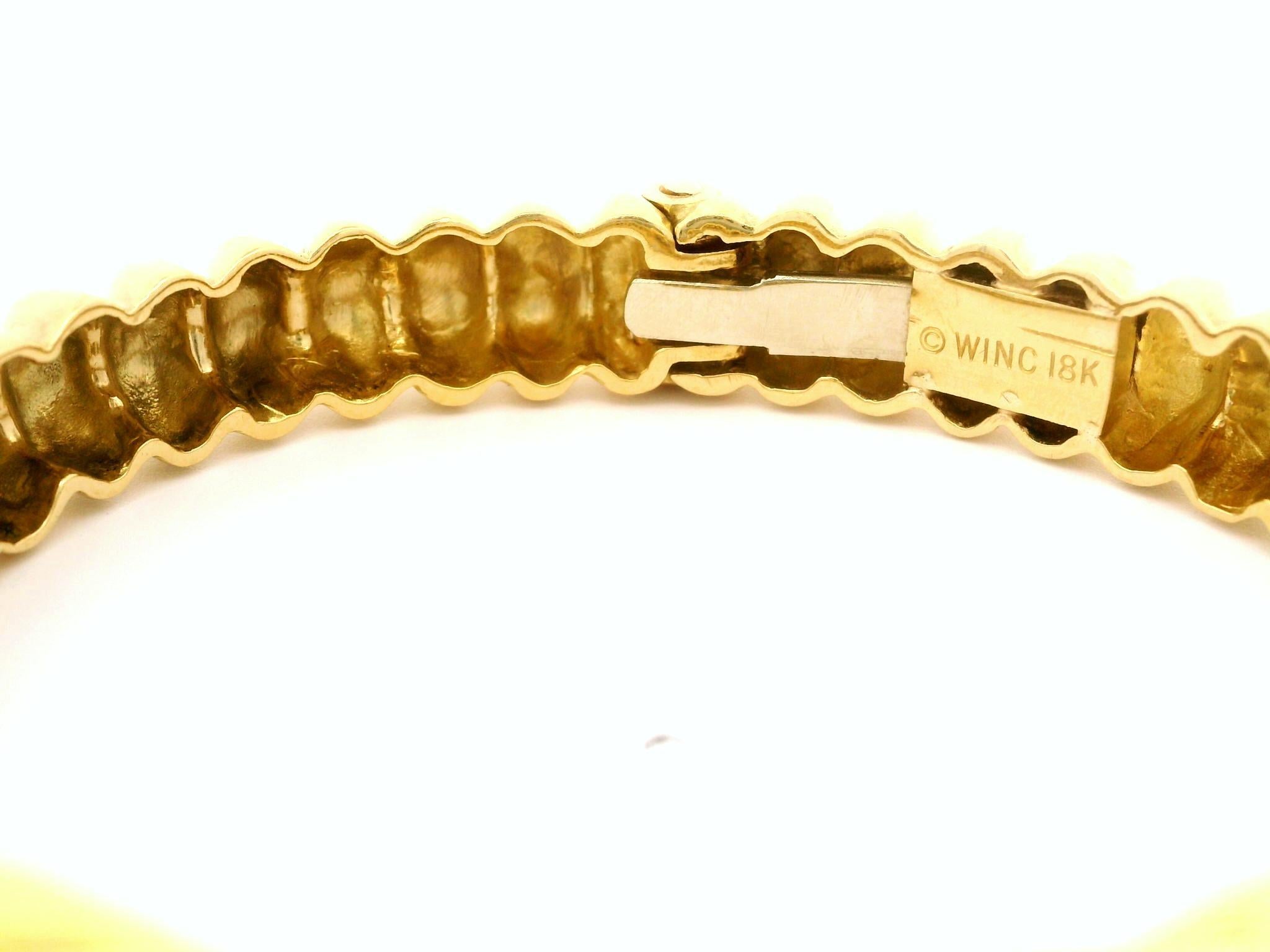 Winc Robert Wander 18k Yellow Gold Sapphire Pyramid Hinged Cuff Bracelet 3