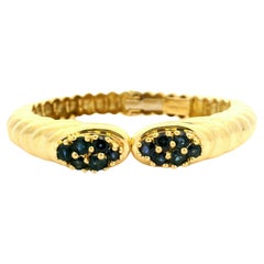Winc Robert Wander 18k Yellow Gold Sapphire Pyramid Hinged Cuff Bracelet