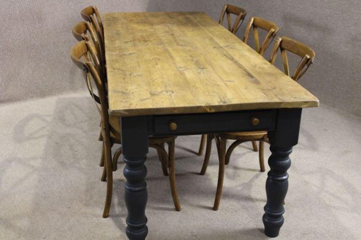 Winchcombe Bespoke Painted Base Table, Pine Top, 20th Century For Sale 11