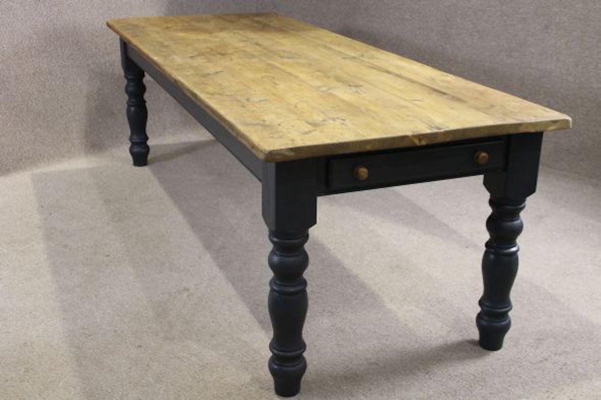 Winchcombe Bespoke Painted Base Table, Pine Top, 20th Century For Sale 12