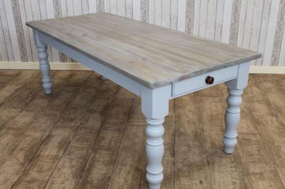 European Winchcombe Bespoke Painted Base Table, Pine Top, 20th Century For Sale