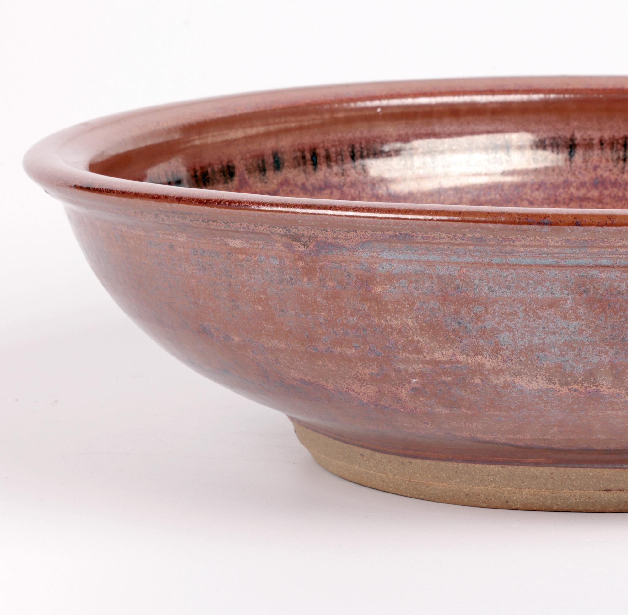 English Winchcombe Studio Pottery Large Slip Decorated Bowl For Sale