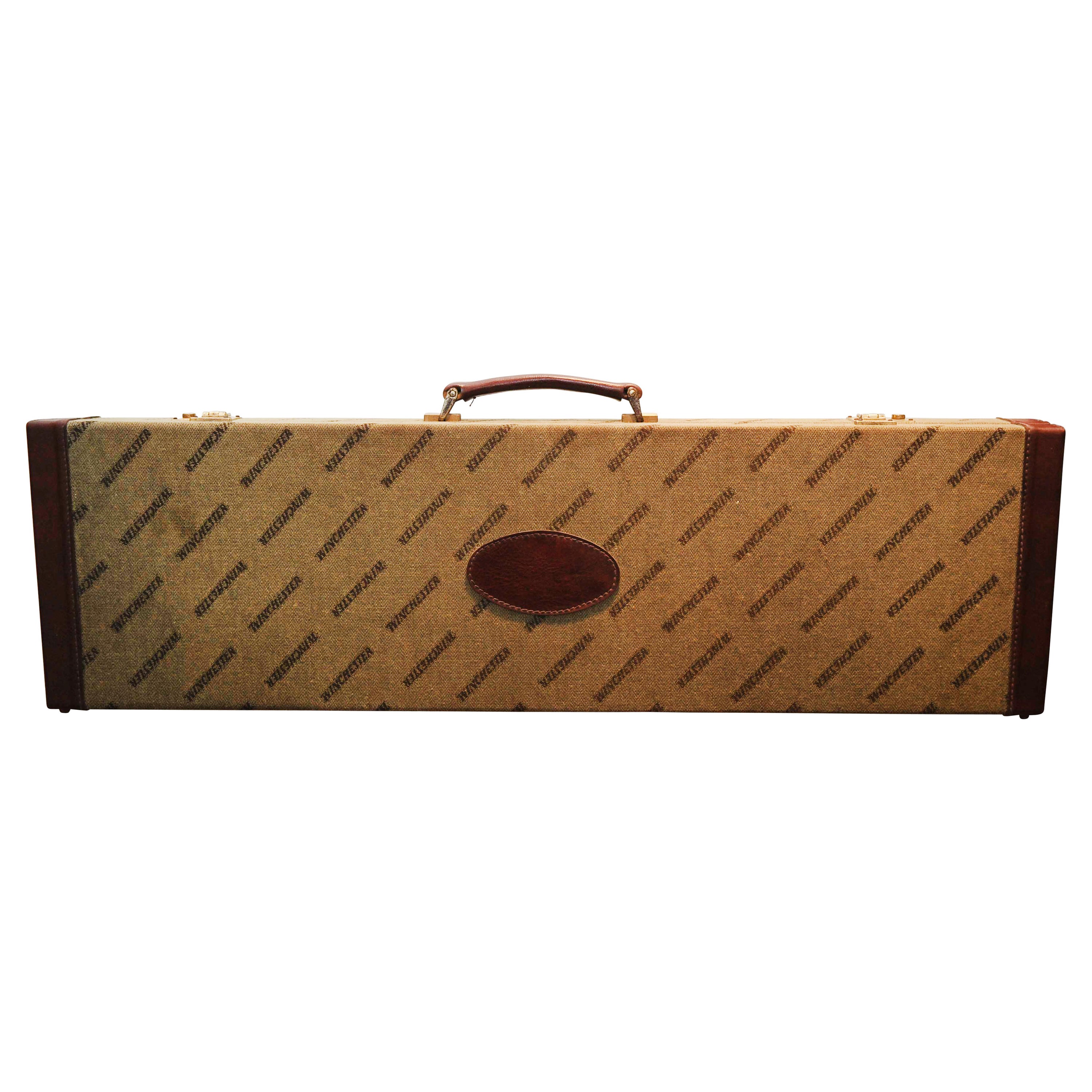 Classique américain Winchester 4692 boîtier à canon rigide embossé avec bordure en cuir et laiton fini en vente