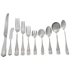 Antique Hammered by Shreve Sterling Silver Flatware Set Service Dinner ...