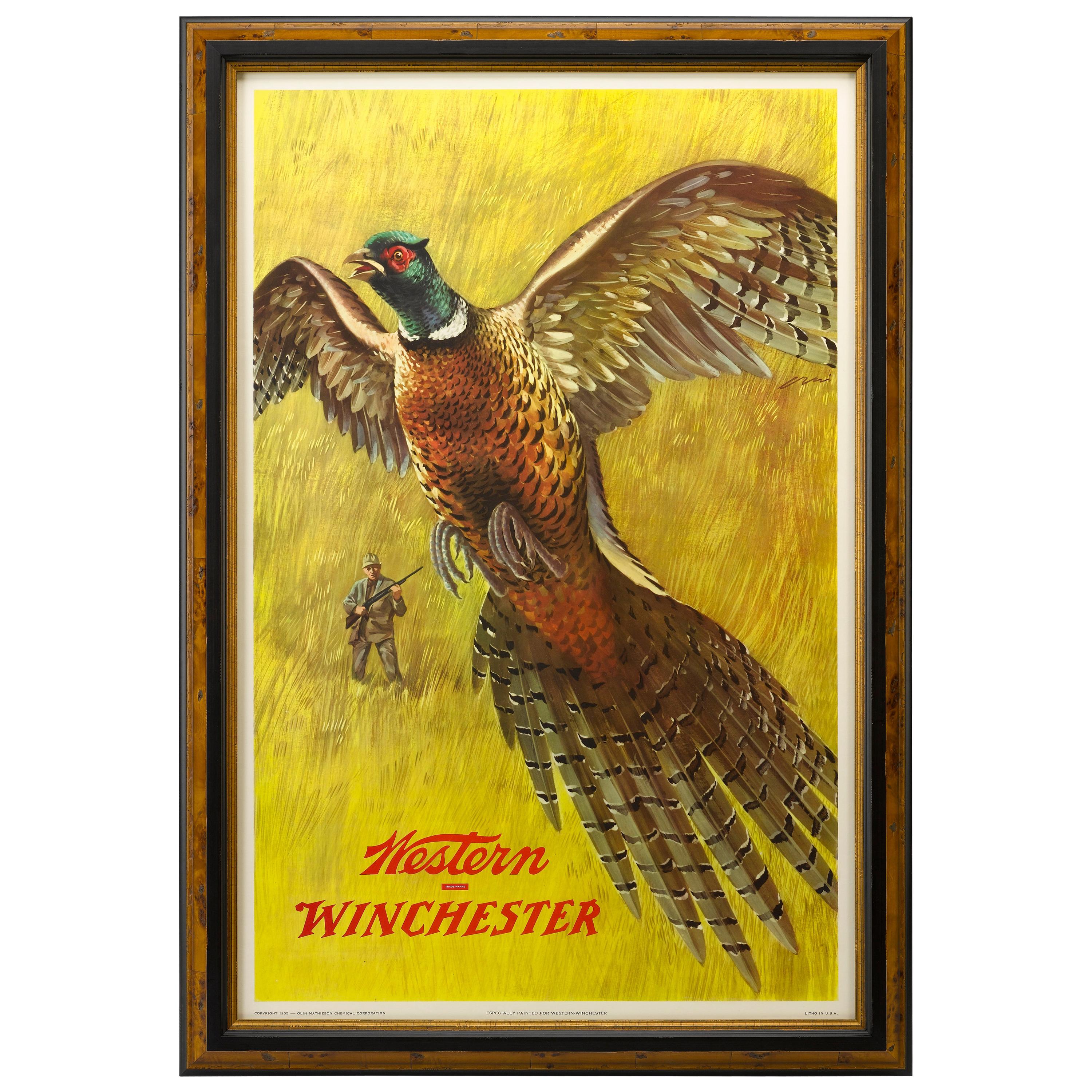 Winchester Pheasant Shooting Western Advertisement Poster, circa 1955