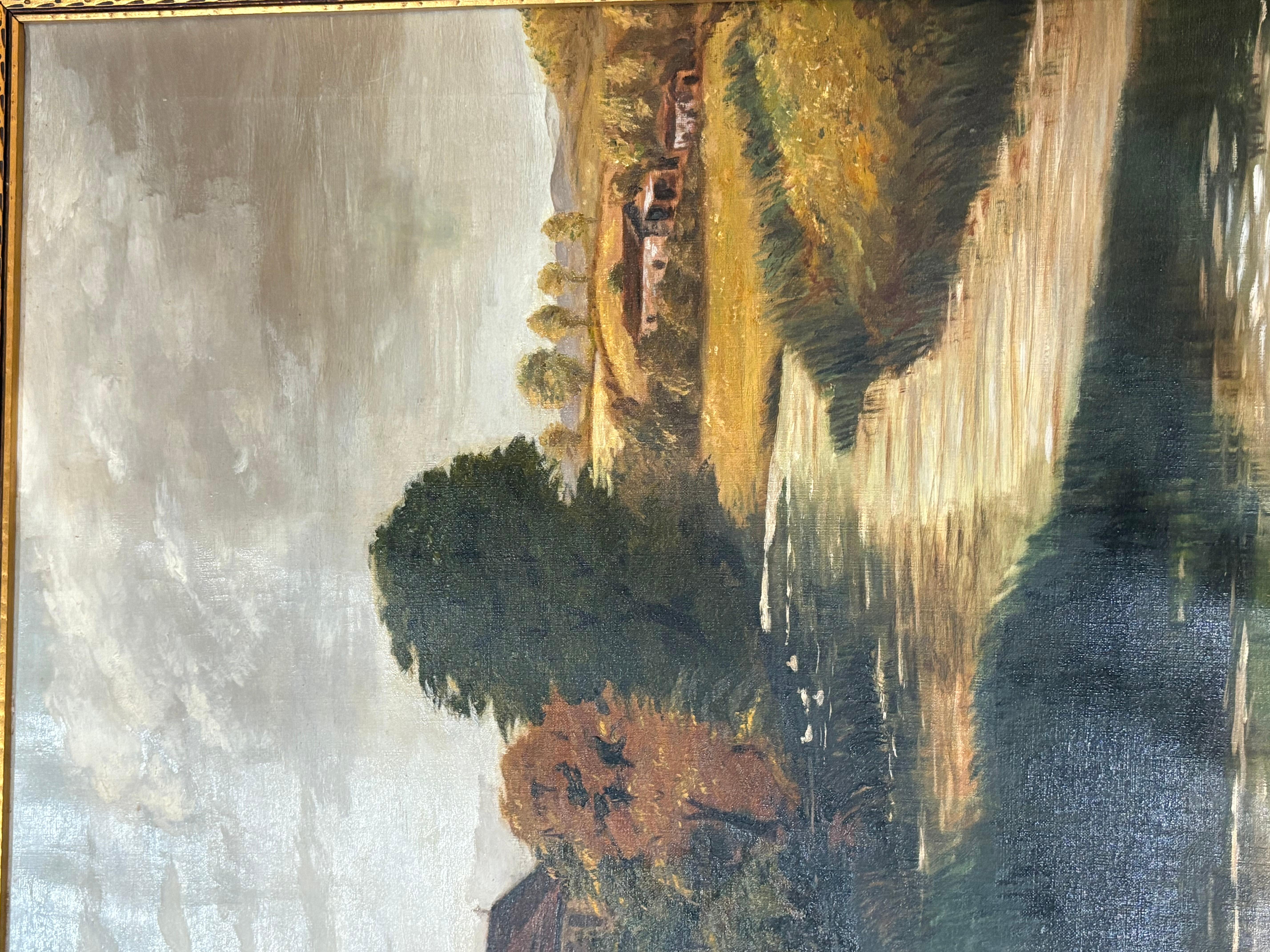 Winckworth Allan Gay 1821-1910 oil painting countryside river scene 
24x 36 oil on canvas signed lower right 
Bottom W A Gay 1908
Painting had a small repair