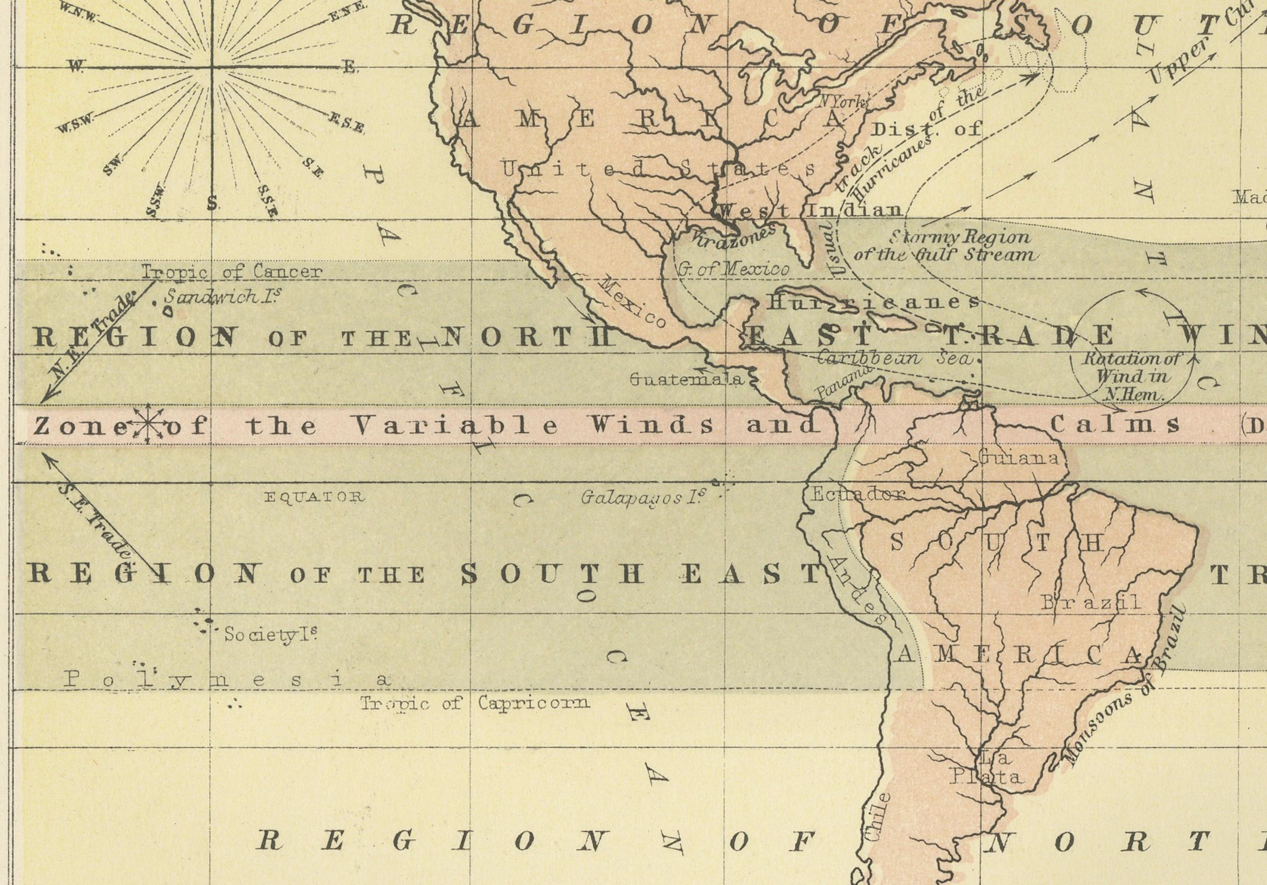 Wind and Hurricane Map by A.K. Johnston – Meteorological Chart 1852 For Sale 2