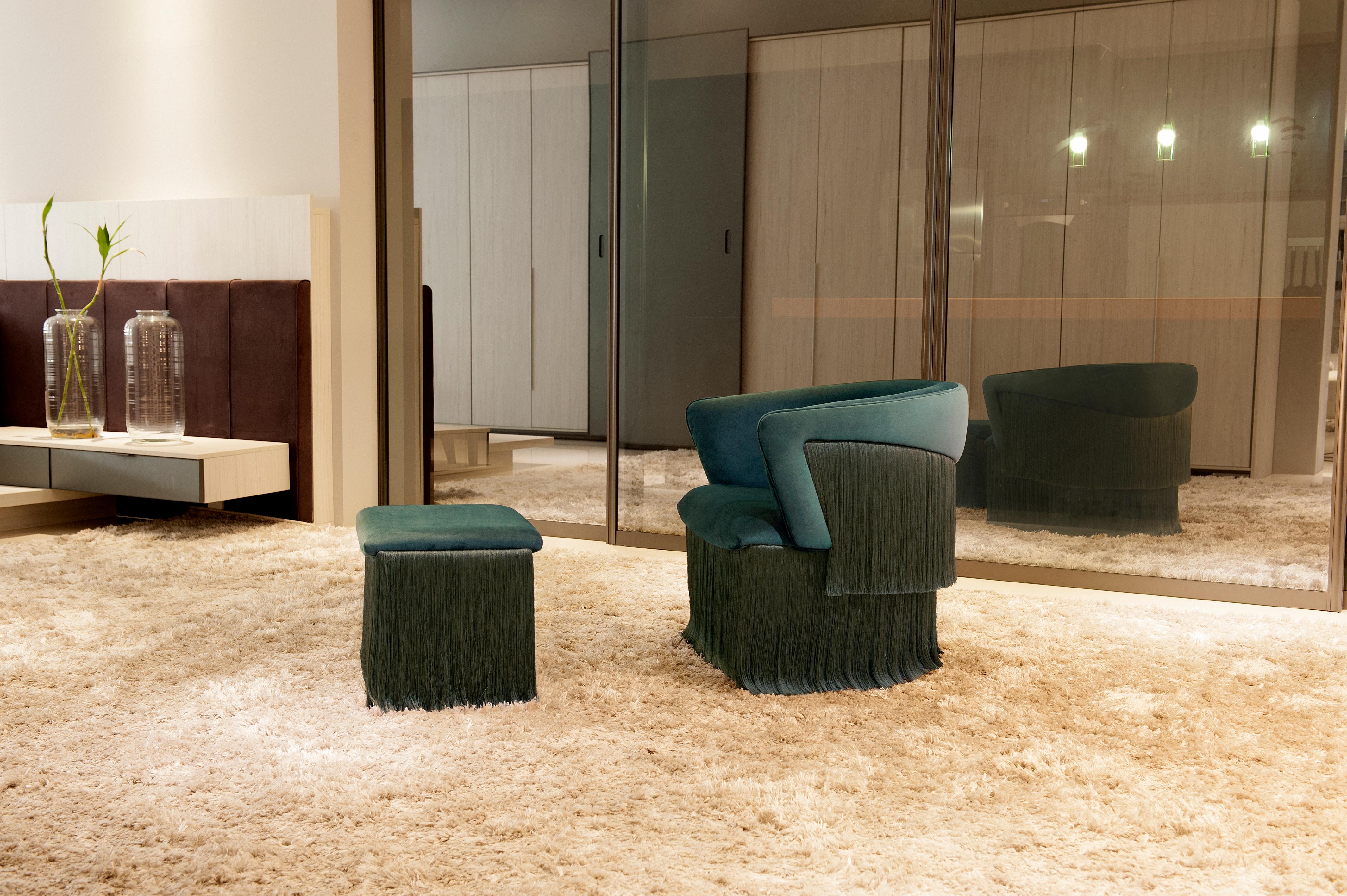 fringe swivel chair