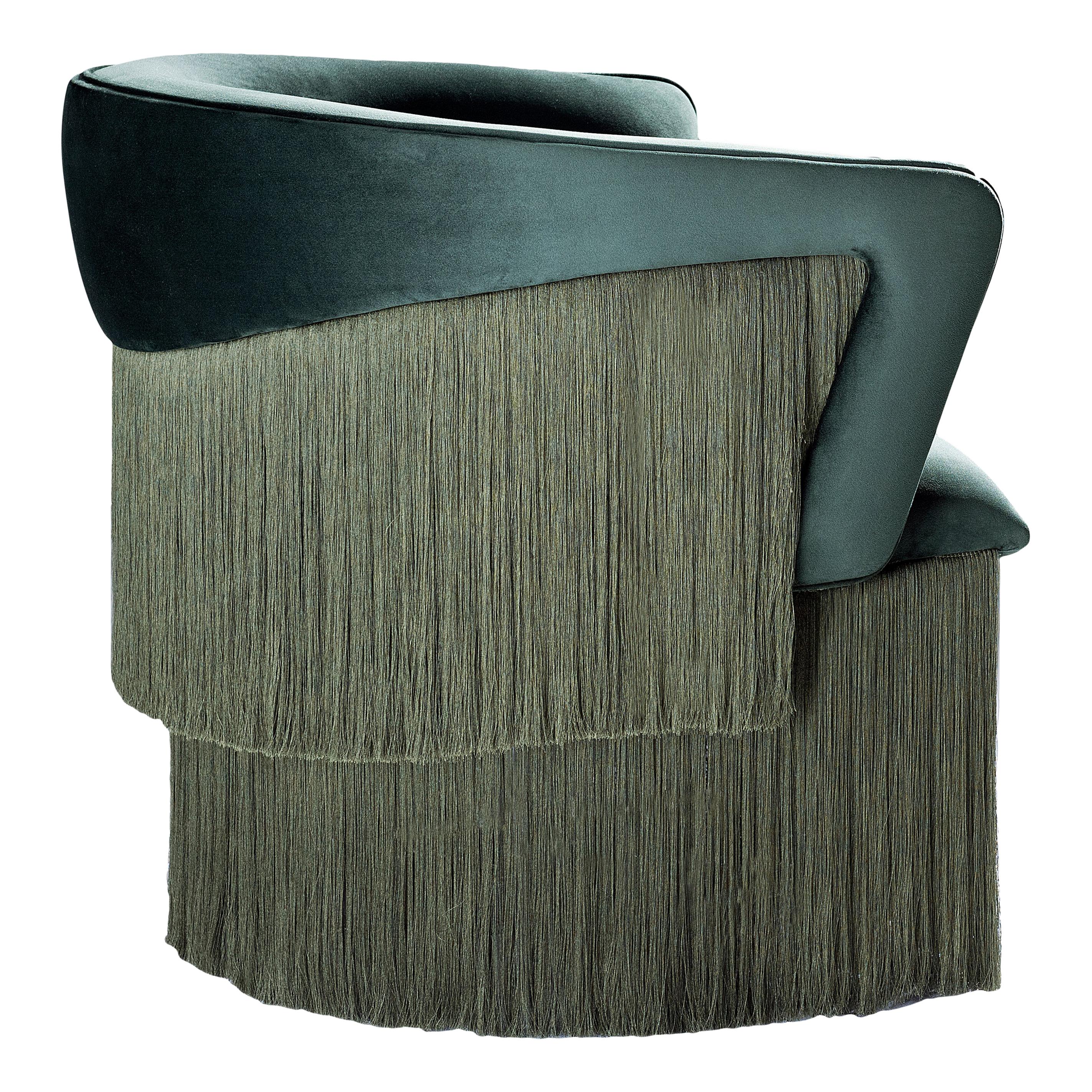Wind Swivel Armchair with Silk Fringes 21st Century Green