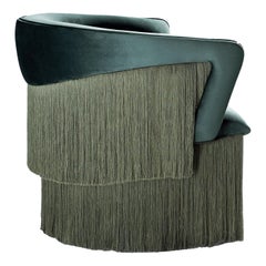 Wind Swivel Armchair with Silk Fringes and Ottoman Set