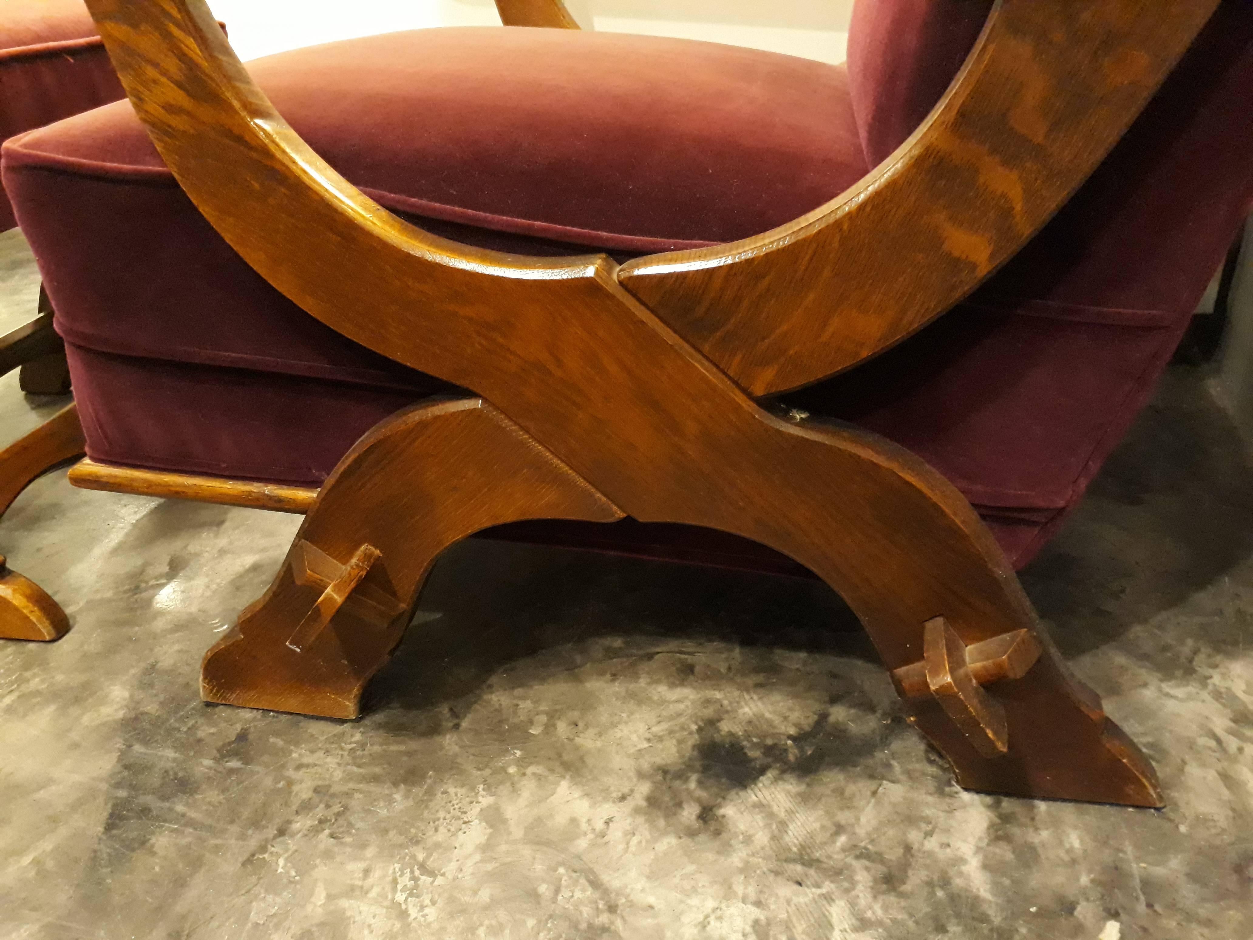 German Windback Chair with Ottoman European Oak