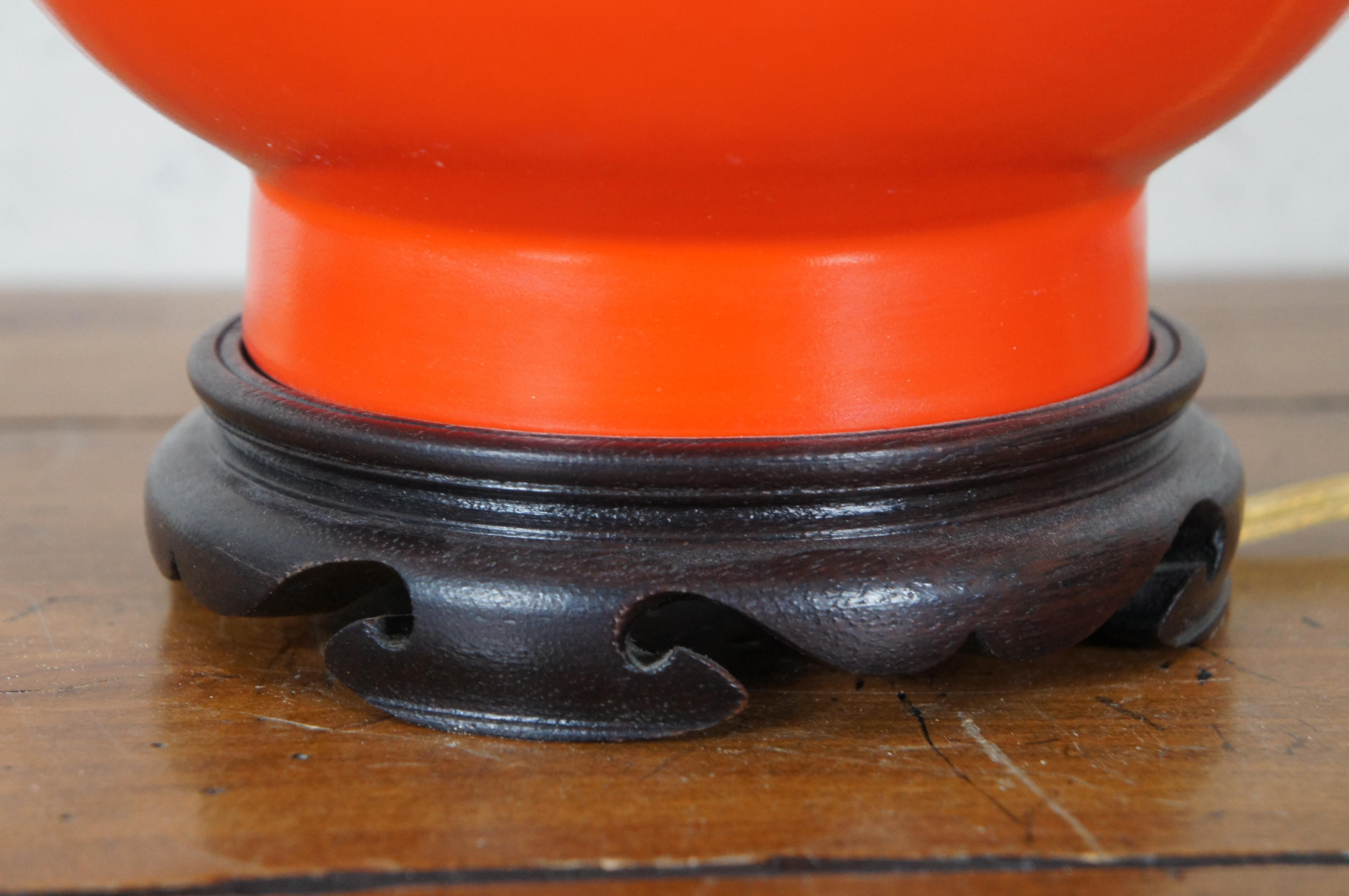 Céramique Lampe de cheminée en céramique orange Windermere Lotus Arts Chinoiserie, 30 po. en vente