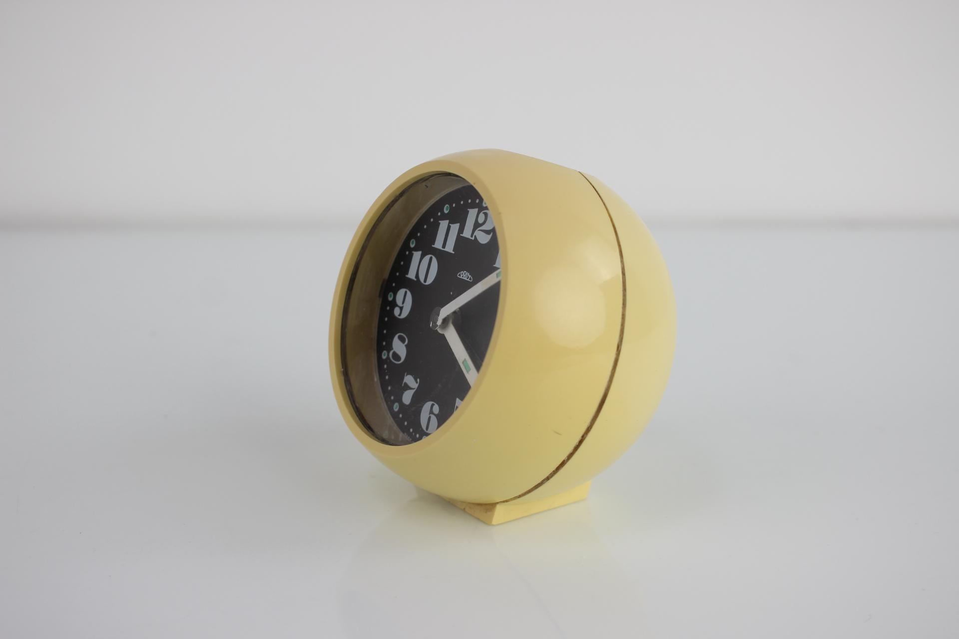 Mid-Century Modern Winding Alarm Clock by PRIM, Czechoslovakia, 