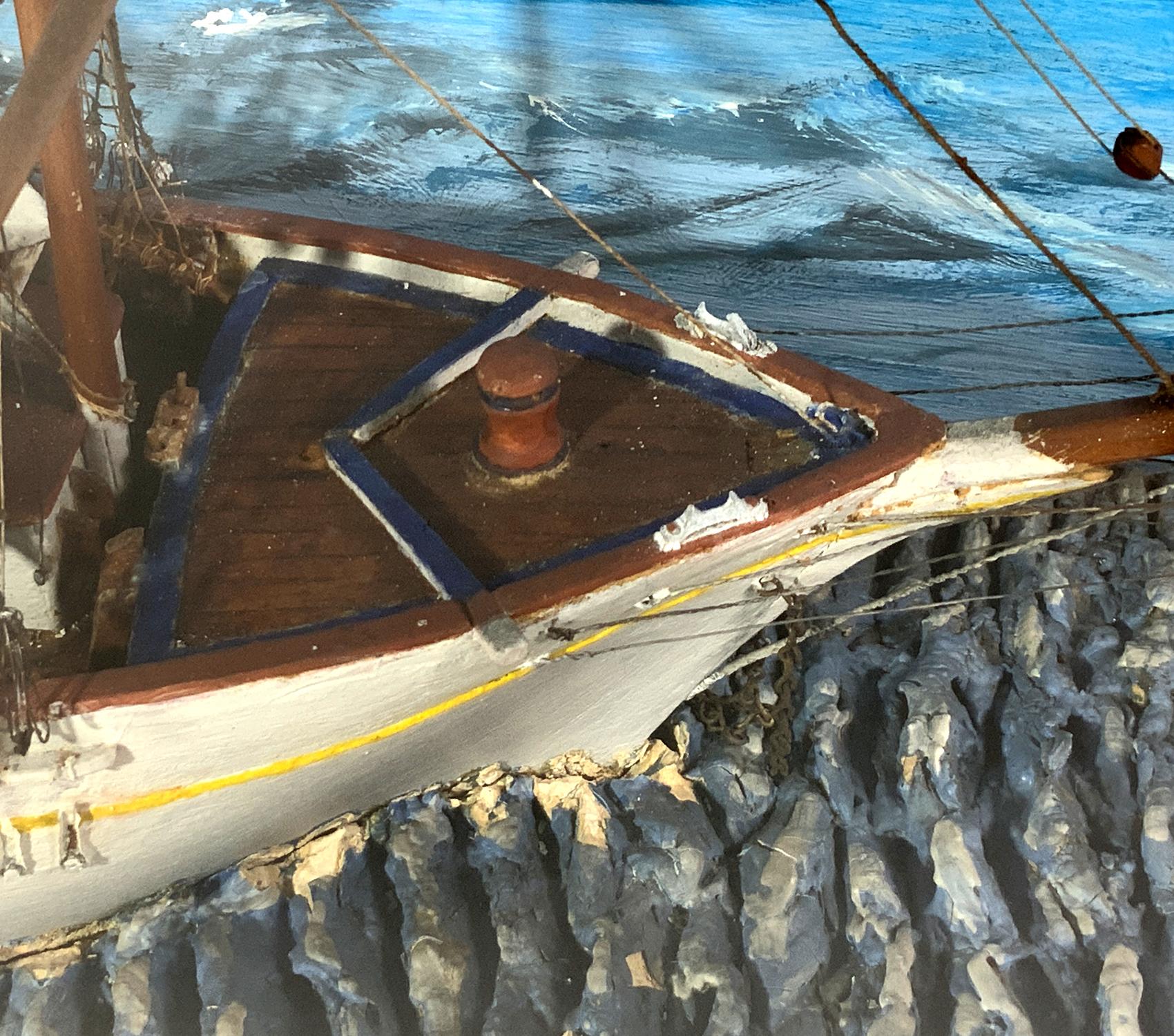 Windjammer Ship Model Diorama In Excellent Condition For Sale In Norwell, MA
