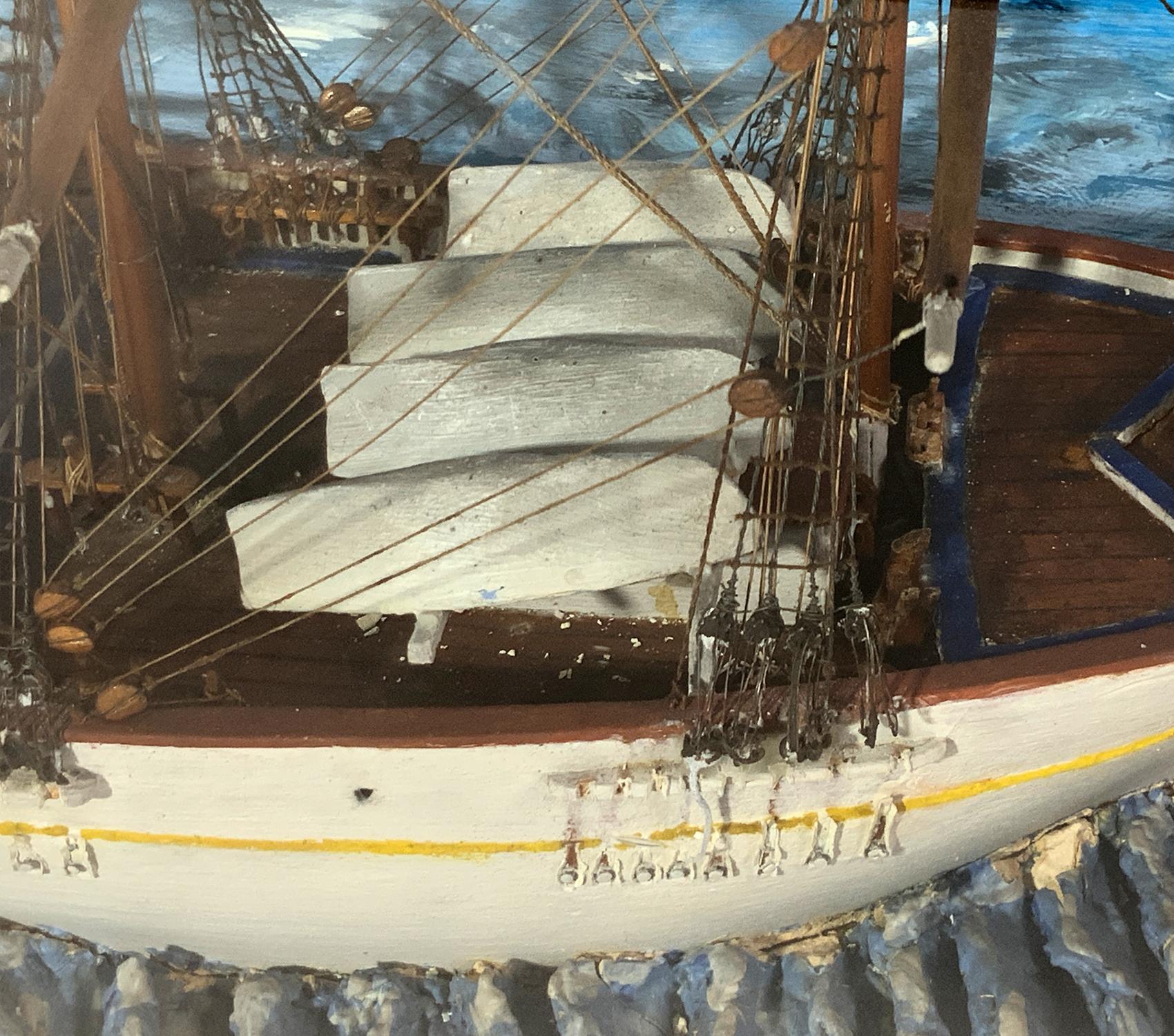 Milieu du XXe siècle Modèle de bateau à jet de vent Diorama en vente