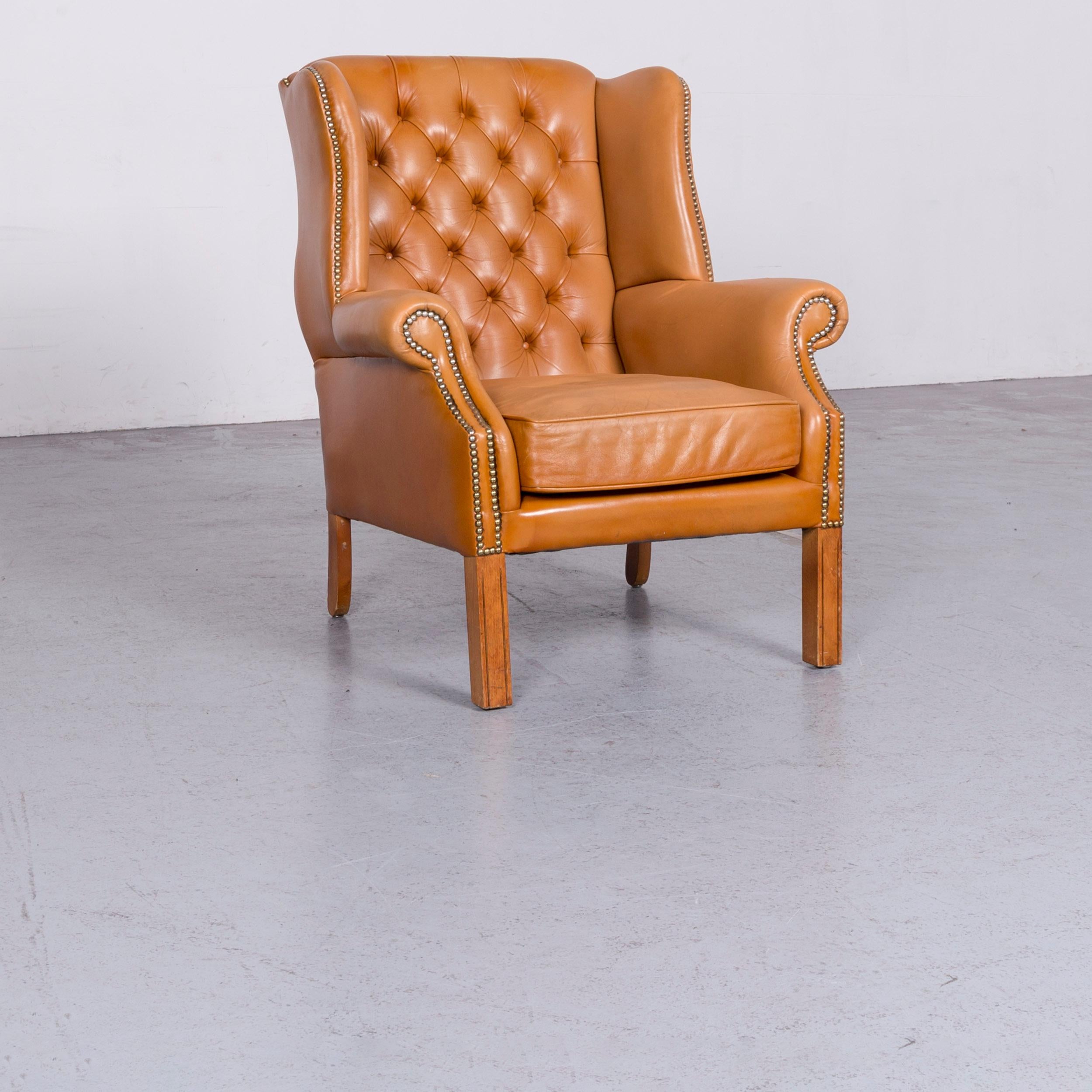 We bring to you a Windmill Chesterfield leather armchair set cognac one-seat vintage chair.

































     