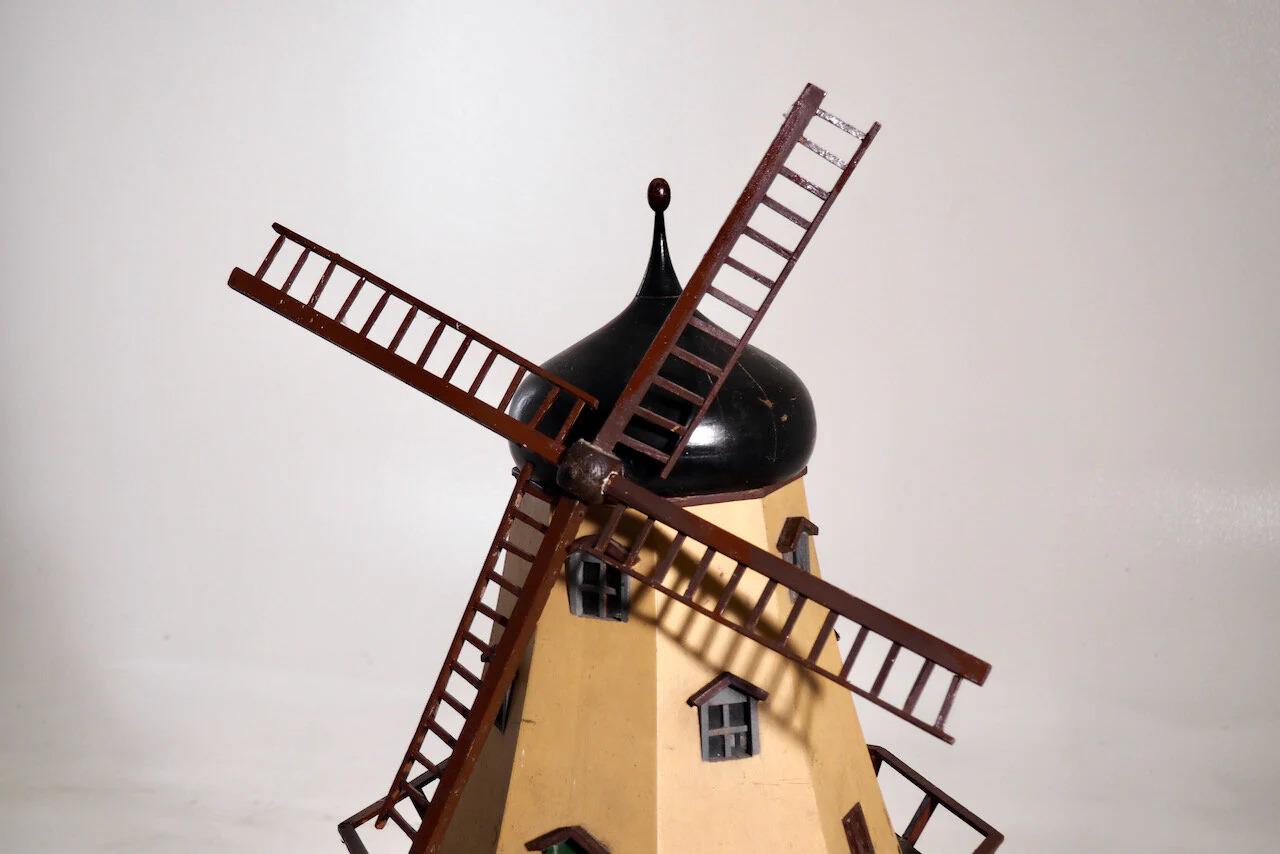 Carved model windmill with inscription, early 20th C.