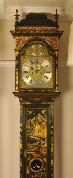 Windmills Green Lacquer Chinoiserie Longcase Clock