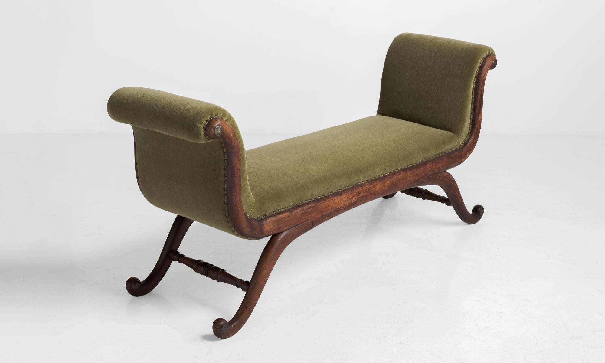 Window bench, circa 1880.

Elegant form, newly upholstered in Maharam mohair fabric.