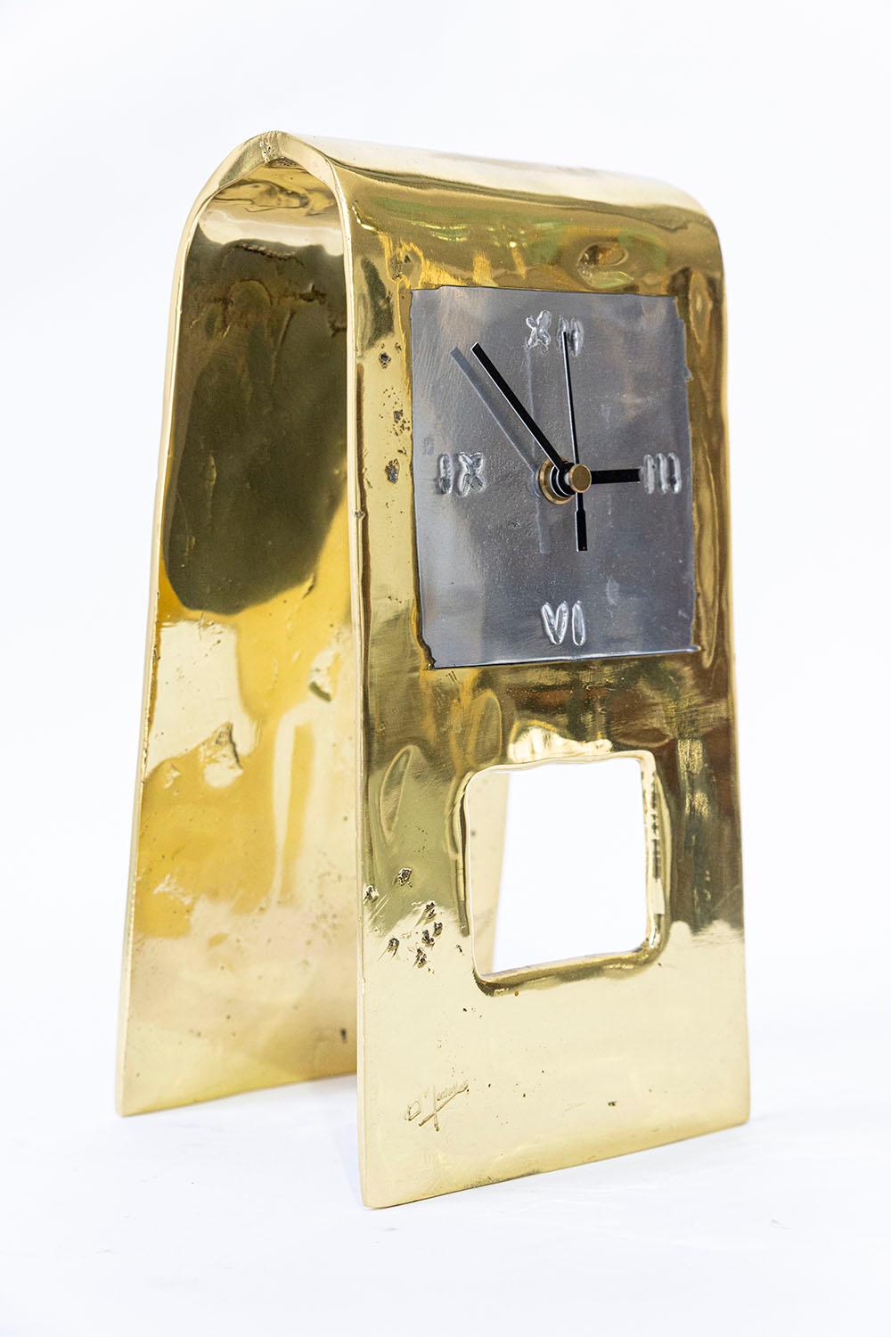Spanish Window Clock D002 Brass and Aluminium Handmade For Sale