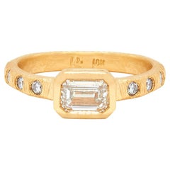 Window Engagement Ring with Side Stones