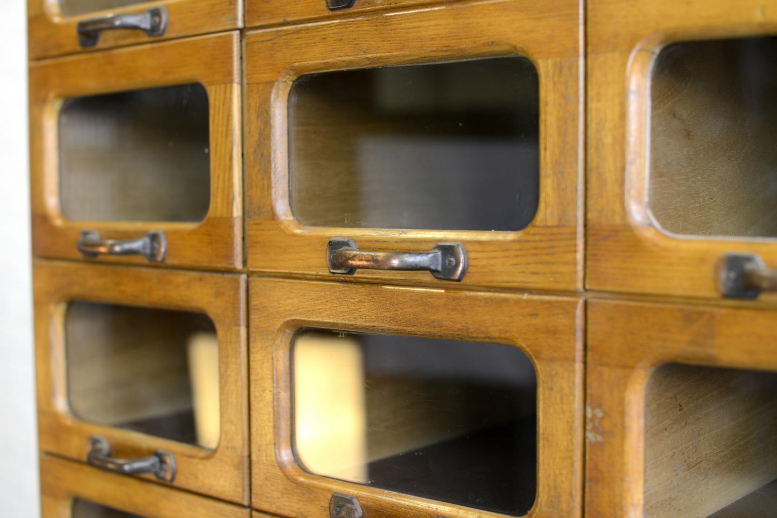 Window Fronted English Haberdashery Drawers, circa 1940s In Good Condition In Gloucester, GB