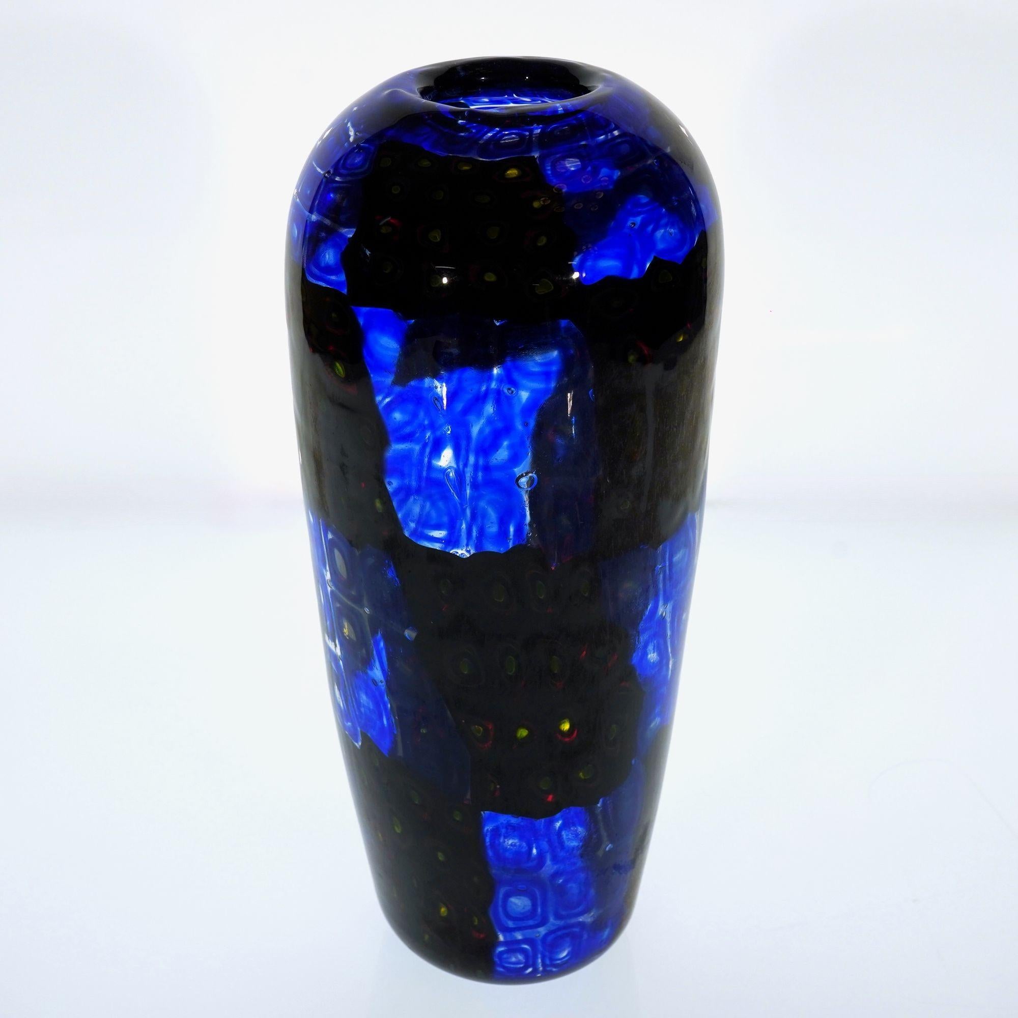 Vaso Window Murano in nero e blu in vendita 3