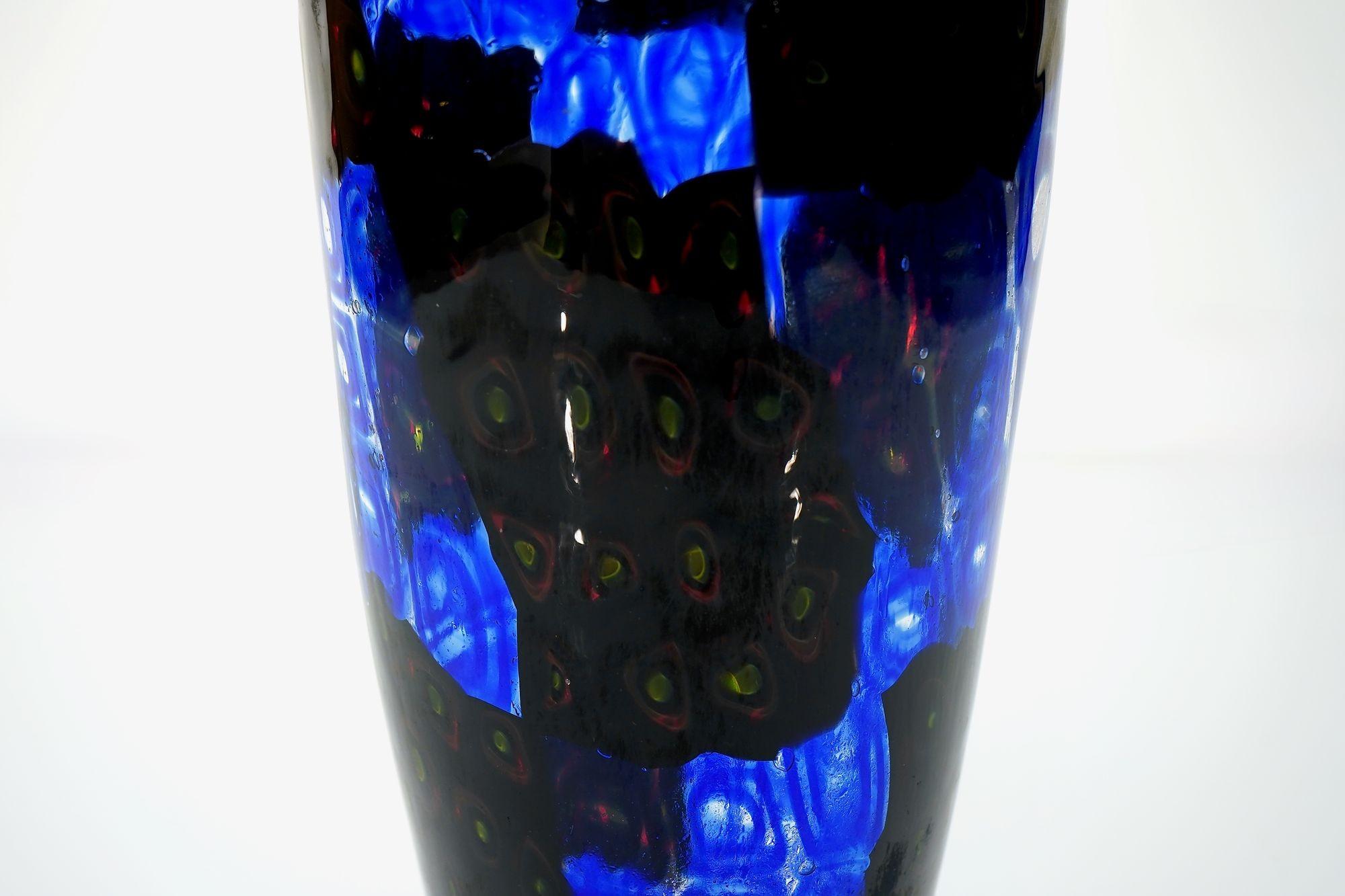 Vaso Window Murano in nero e blu in vendita 4