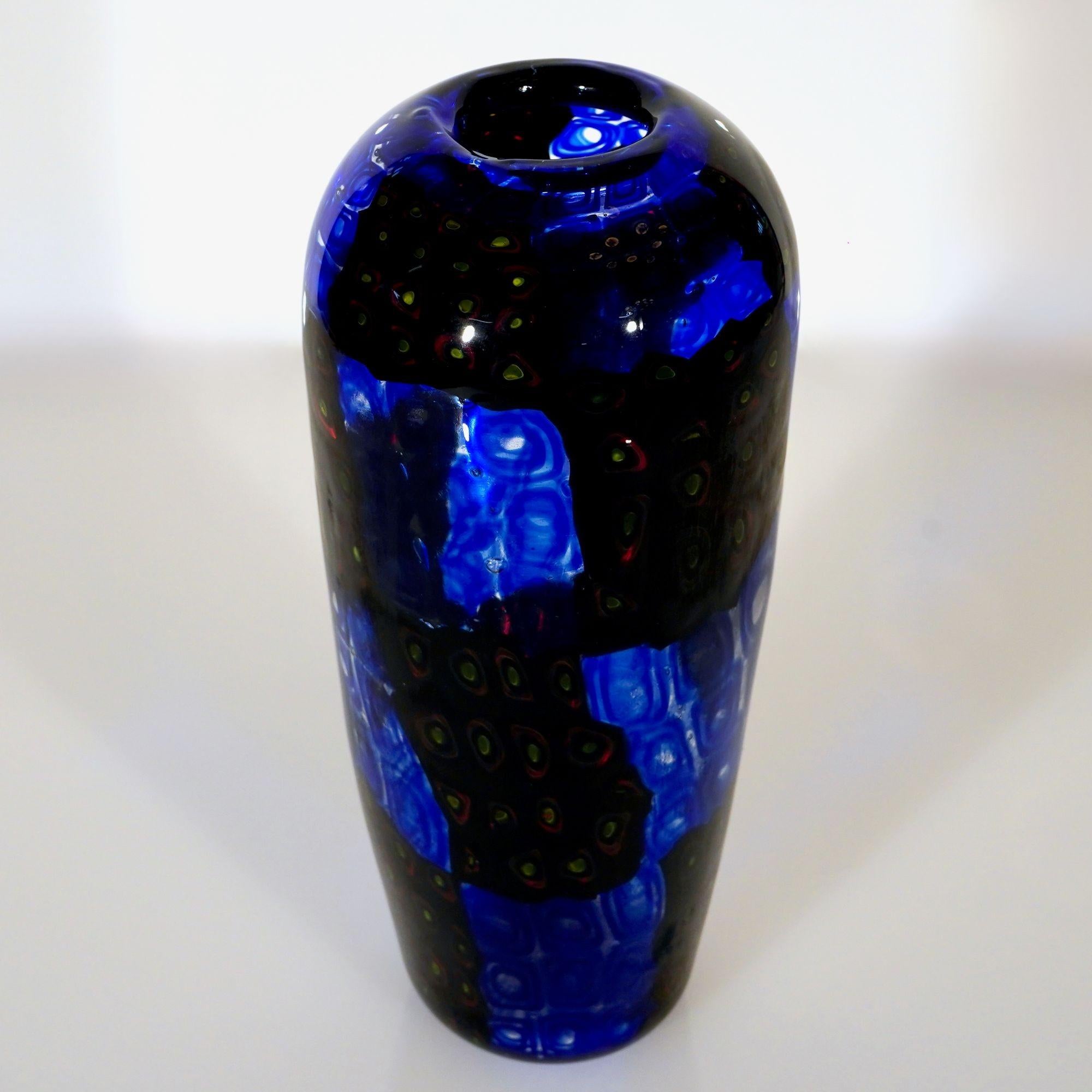 Vaso Window Murano in nero e blu in vendita 5