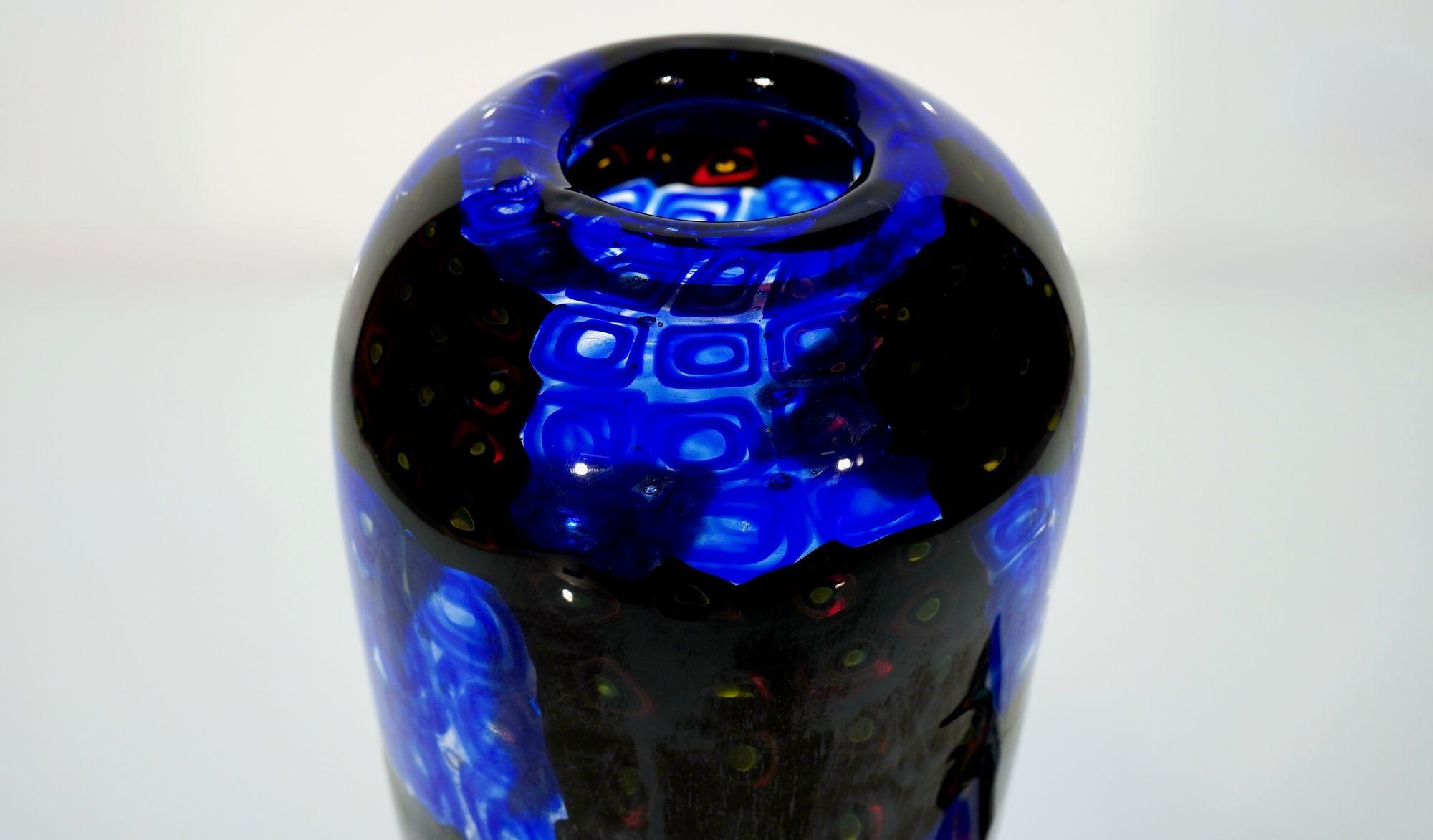 Vaso Window Murano in nero e blu in vendita 10