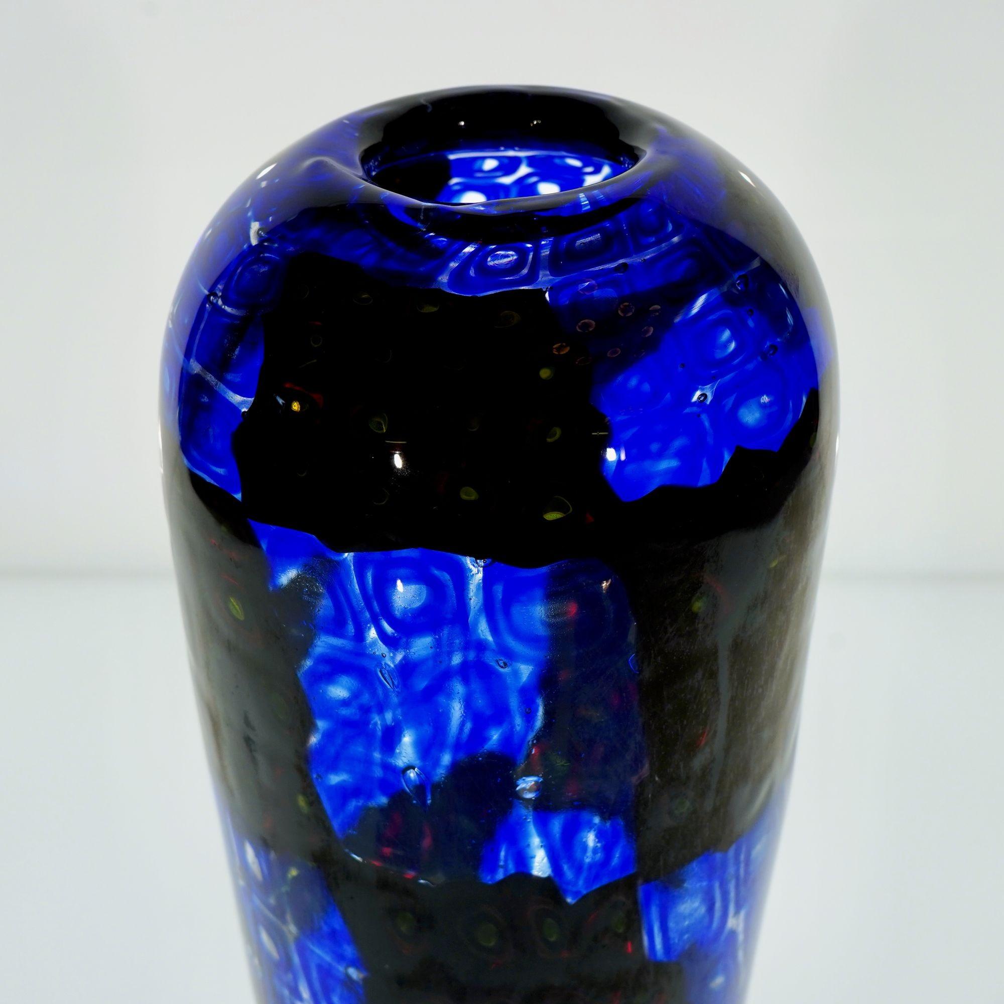 Vaso Window Murano in nero e blu in vendita 1