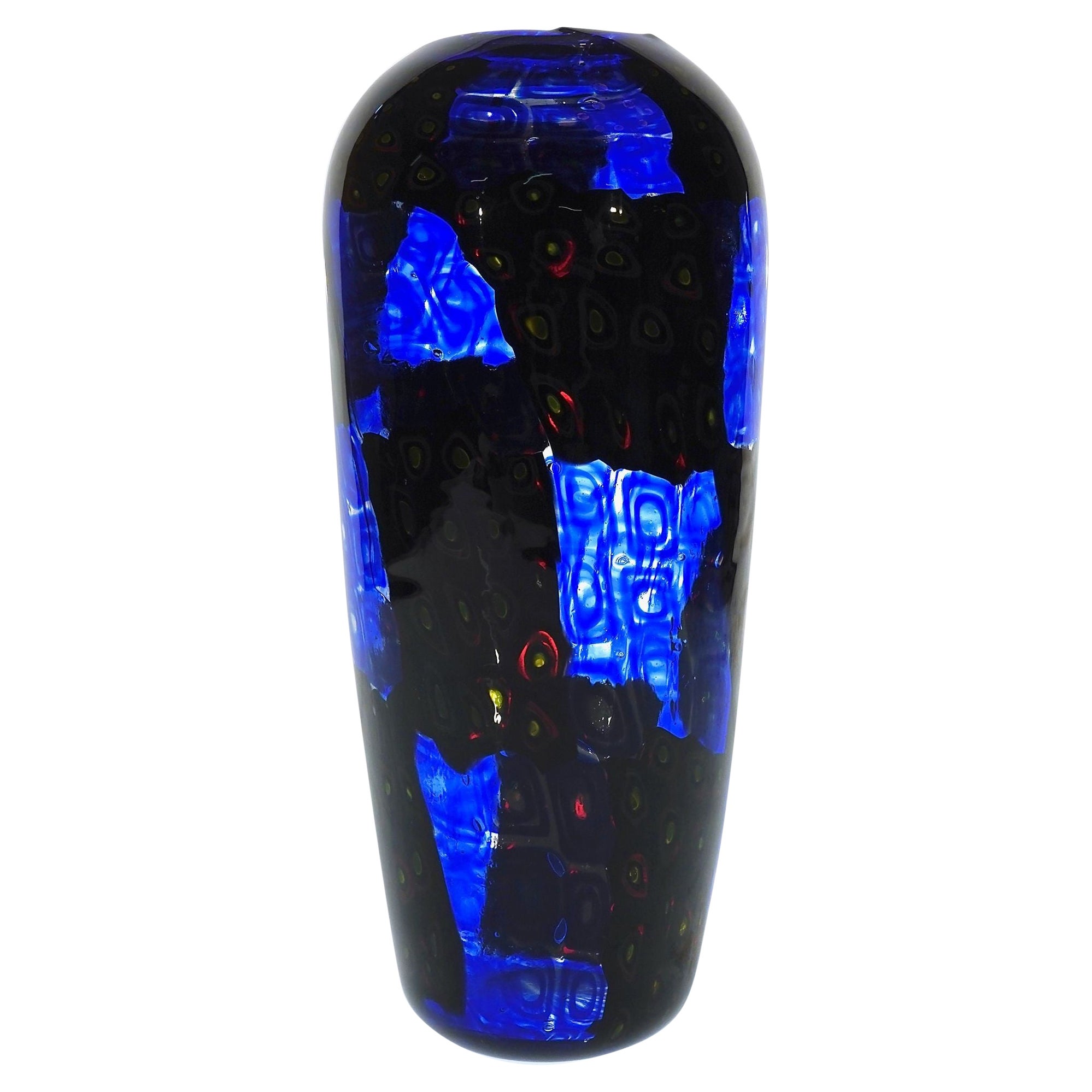 Vaso Window Murano in nero e blu in vendita