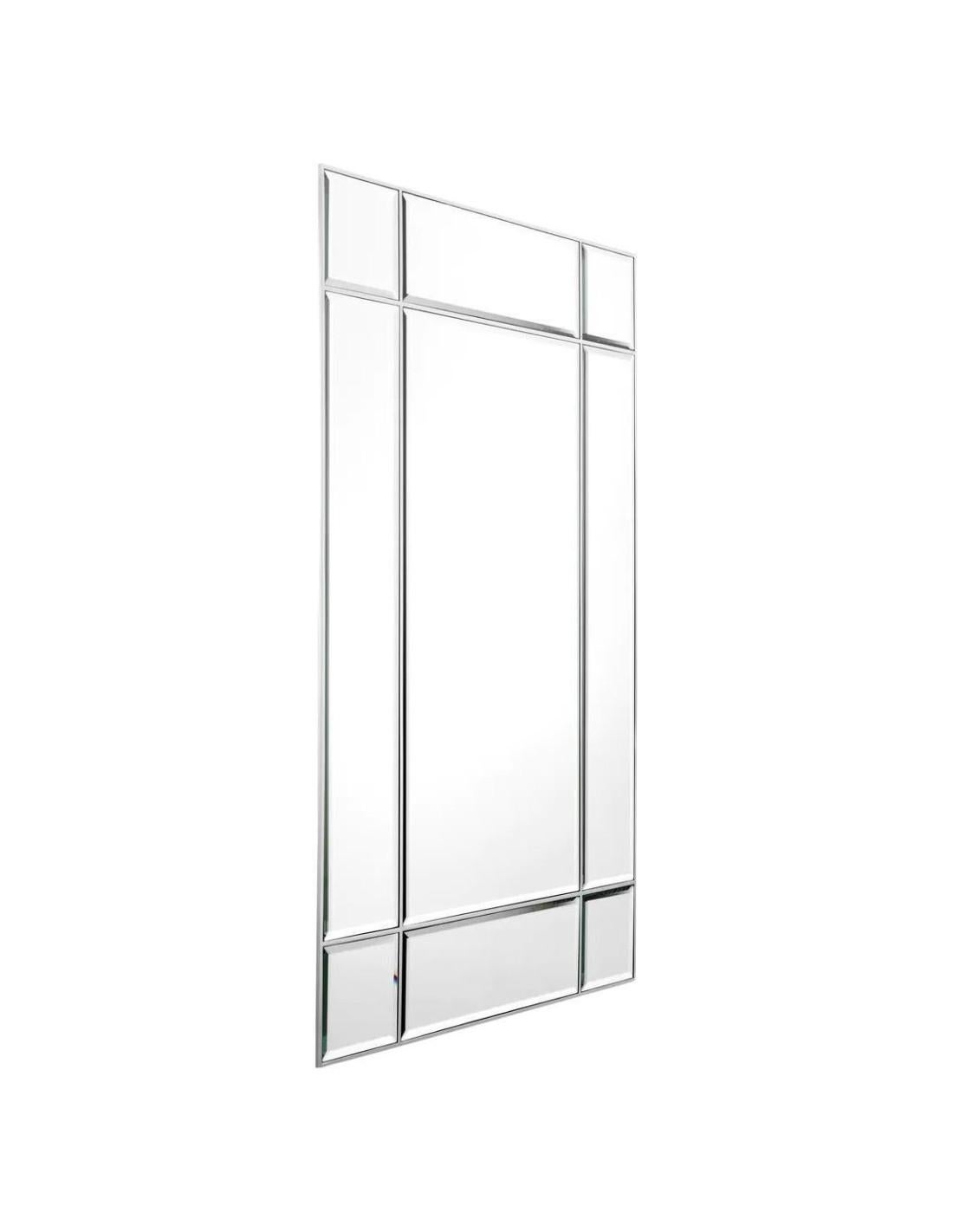 Moderne Window-Shaped Mirror, Nickel Finish, Bevelled Glass. en vente