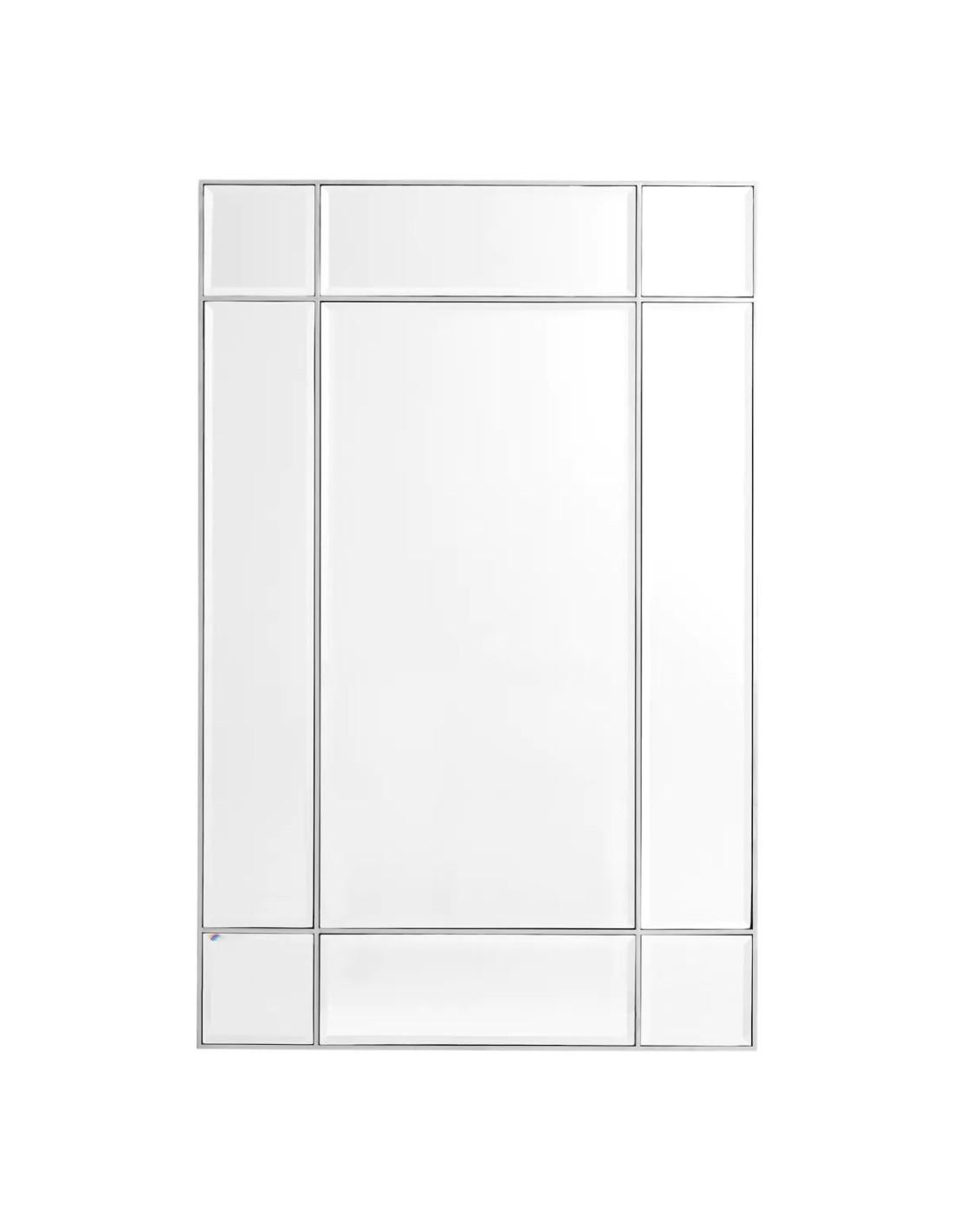 Français Window-Shaped Mirror, Nickel Finish, Bevelled Glass. en vente