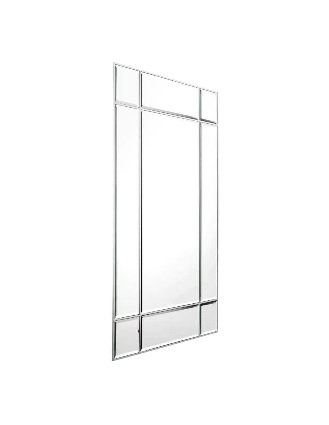 Biseauté Window-Shaped Mirror, Nickel Finish, Bevelled Glass. en vente