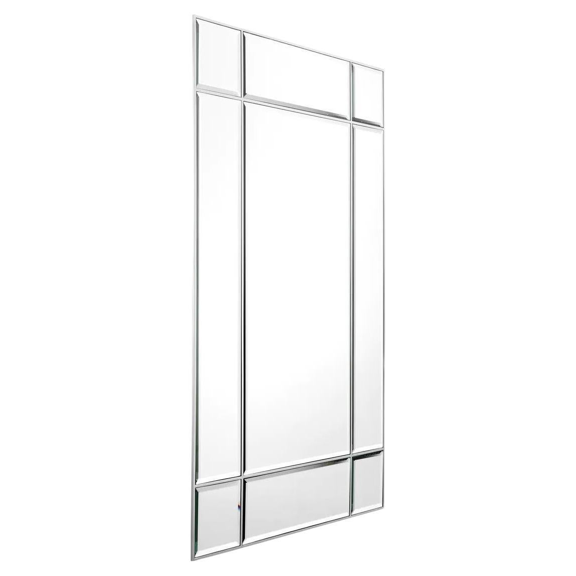 Window-Shaped Mirror, Nickel Finish, Bevelled Glass.