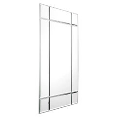Window-Shaped Mirror, Nickel Finish, Bevelled Glass.