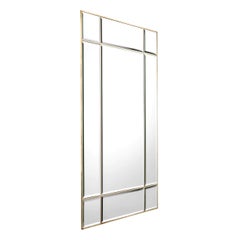 Window-Shaped Mirror, Vintage Brass Finish Bevelled Mirror Glass.