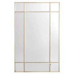 Window-Shaped Mirror, Vintage Brass Finish Bevelled Mirror Glass.