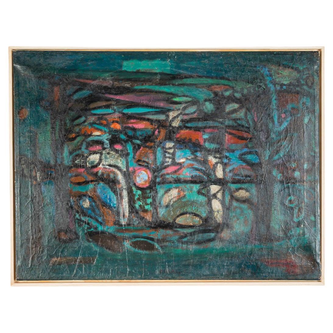 Window to the Garden Oil on Canvas Framed Wilhelm Jan Elsman Abstract Art For Sale