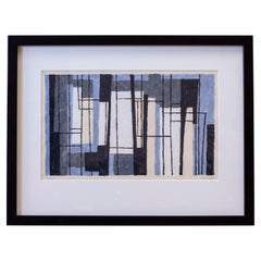 "Windows" gouache painting by Lars Erik Falk, 1950 Sweden