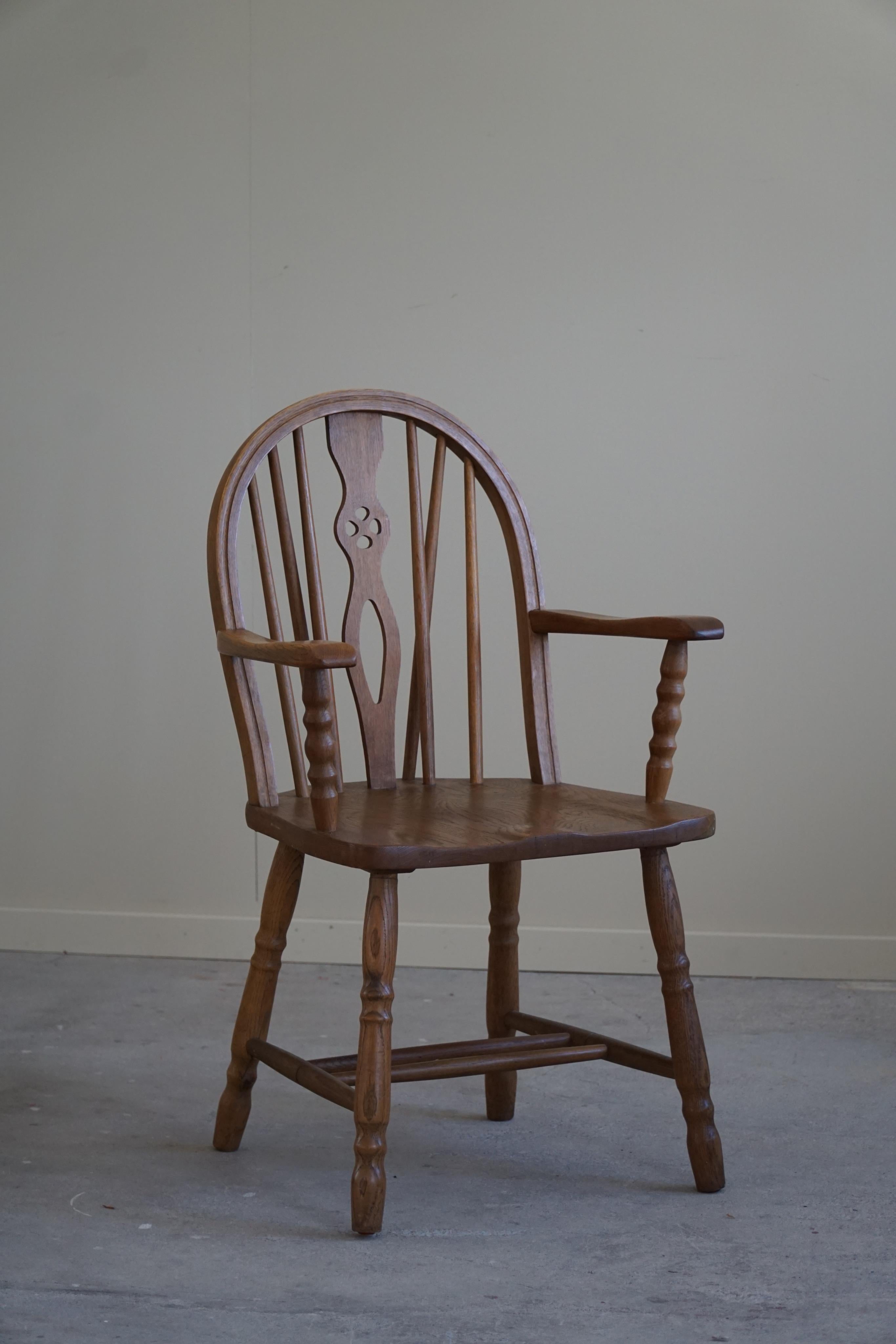Windsor Armchair in Oak, English Edwardian, 19th Century In Good Condition For Sale In Odense, DK