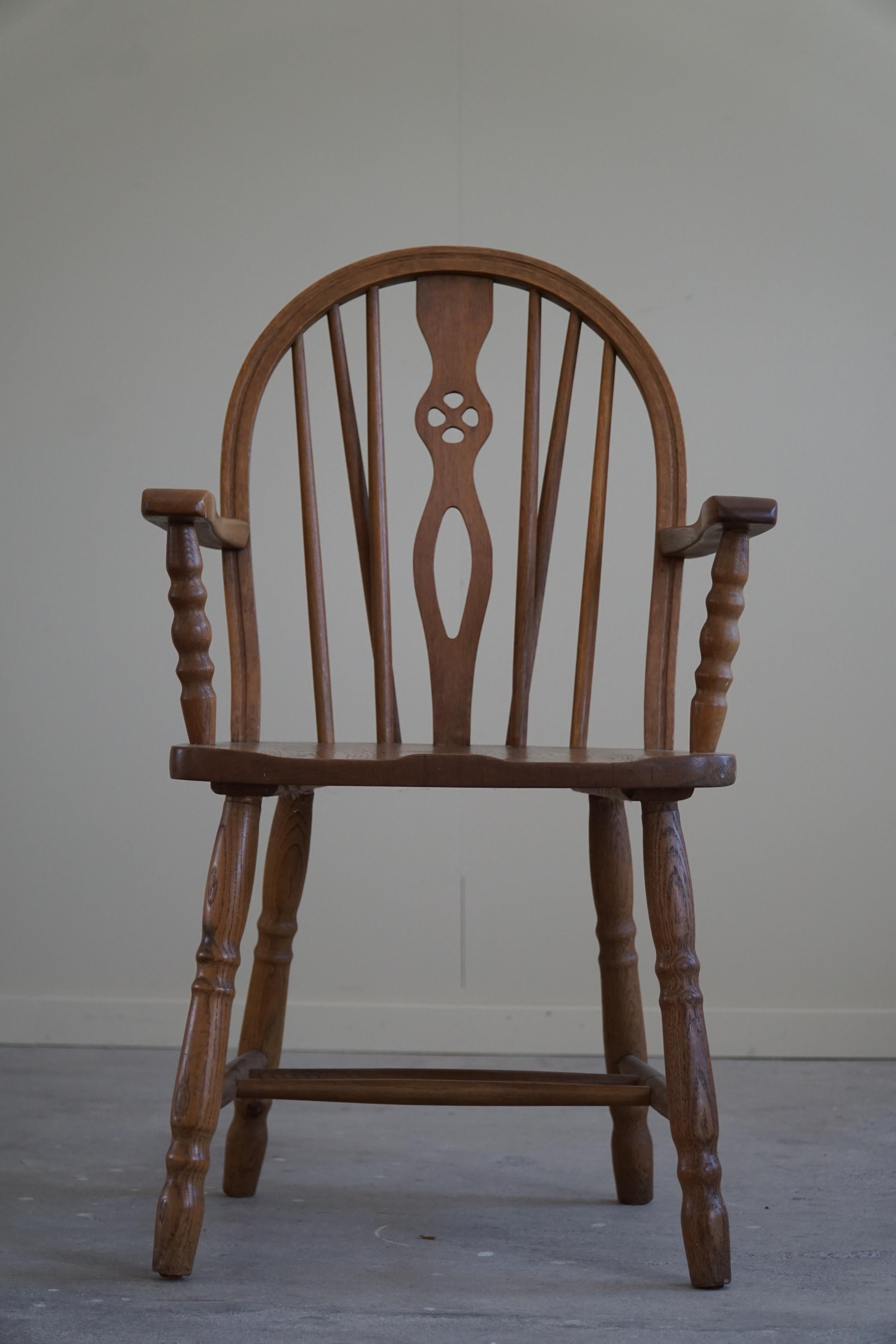 20th Century Windsor Armchair in Oak, English Edwardian, 19th Century For Sale