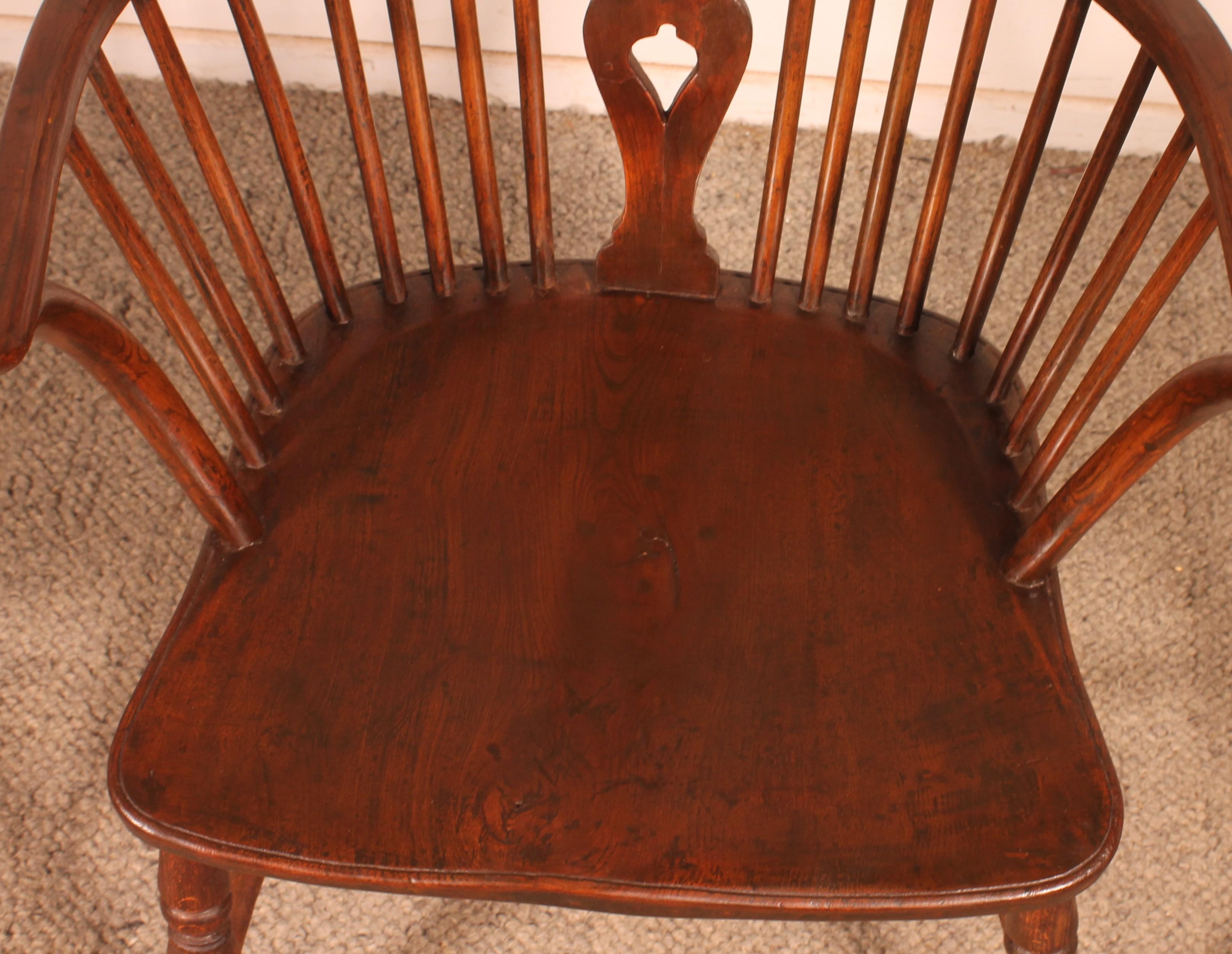 Sillón Windsor de madera de tejo y fresno - Siglo XVIII Ceniza en venta