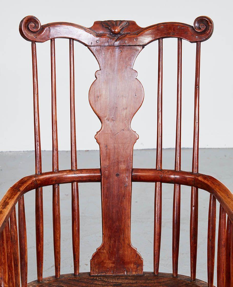 English Windsor Armchair with Scrolled Ears For Sale